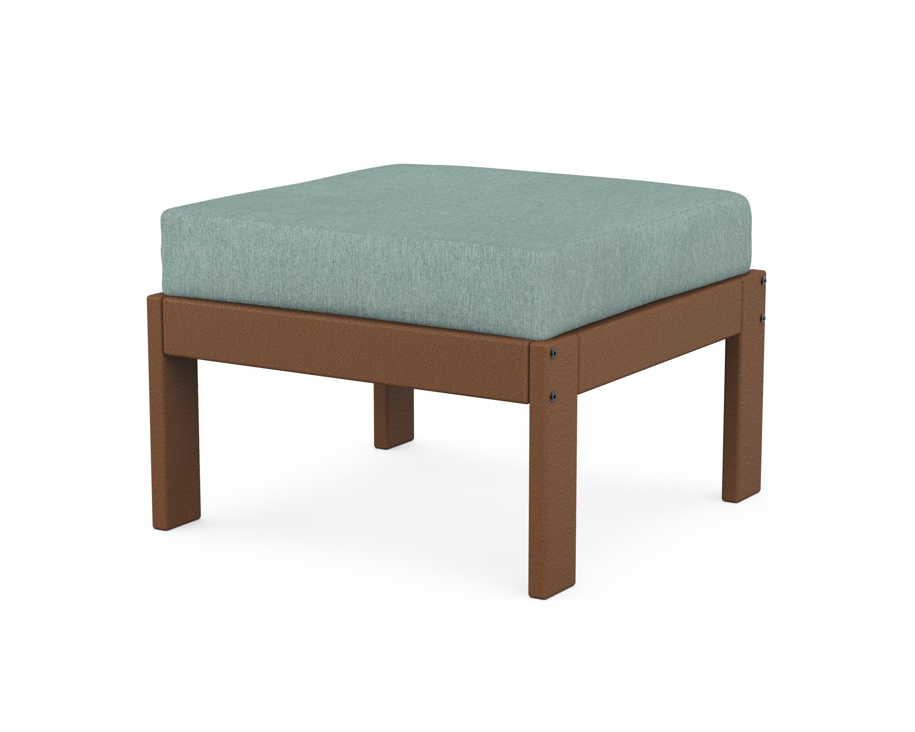 POLYWOOD® Vineyard Modular Ottoman in Teak / Glacier Spa