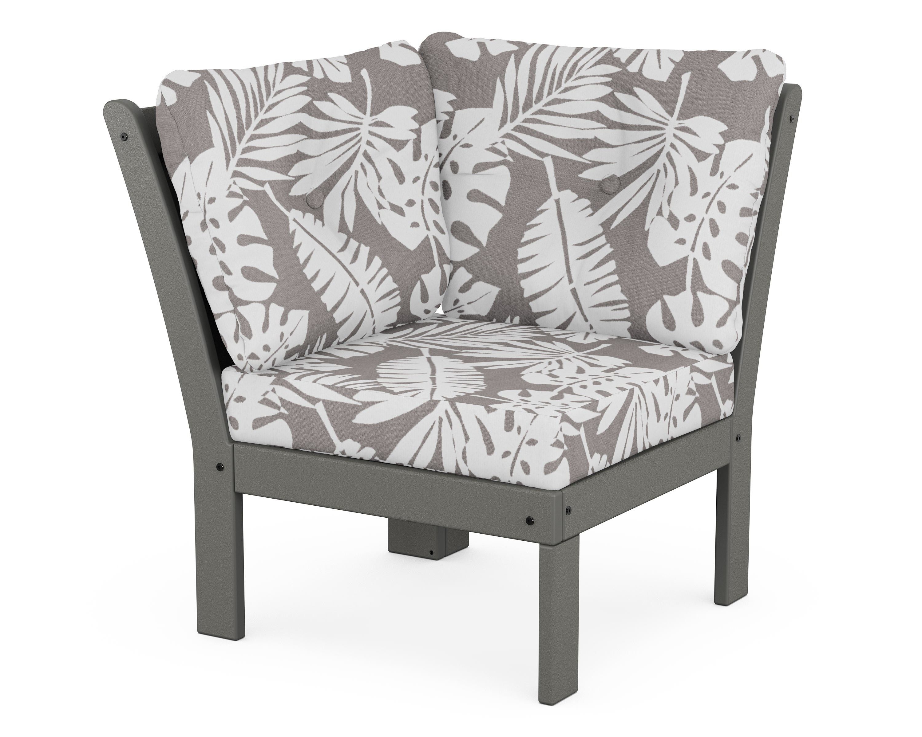 POLYWOOD® Vineyard Modular Corner Chair in Slate Grey / Leaf Grey Mist