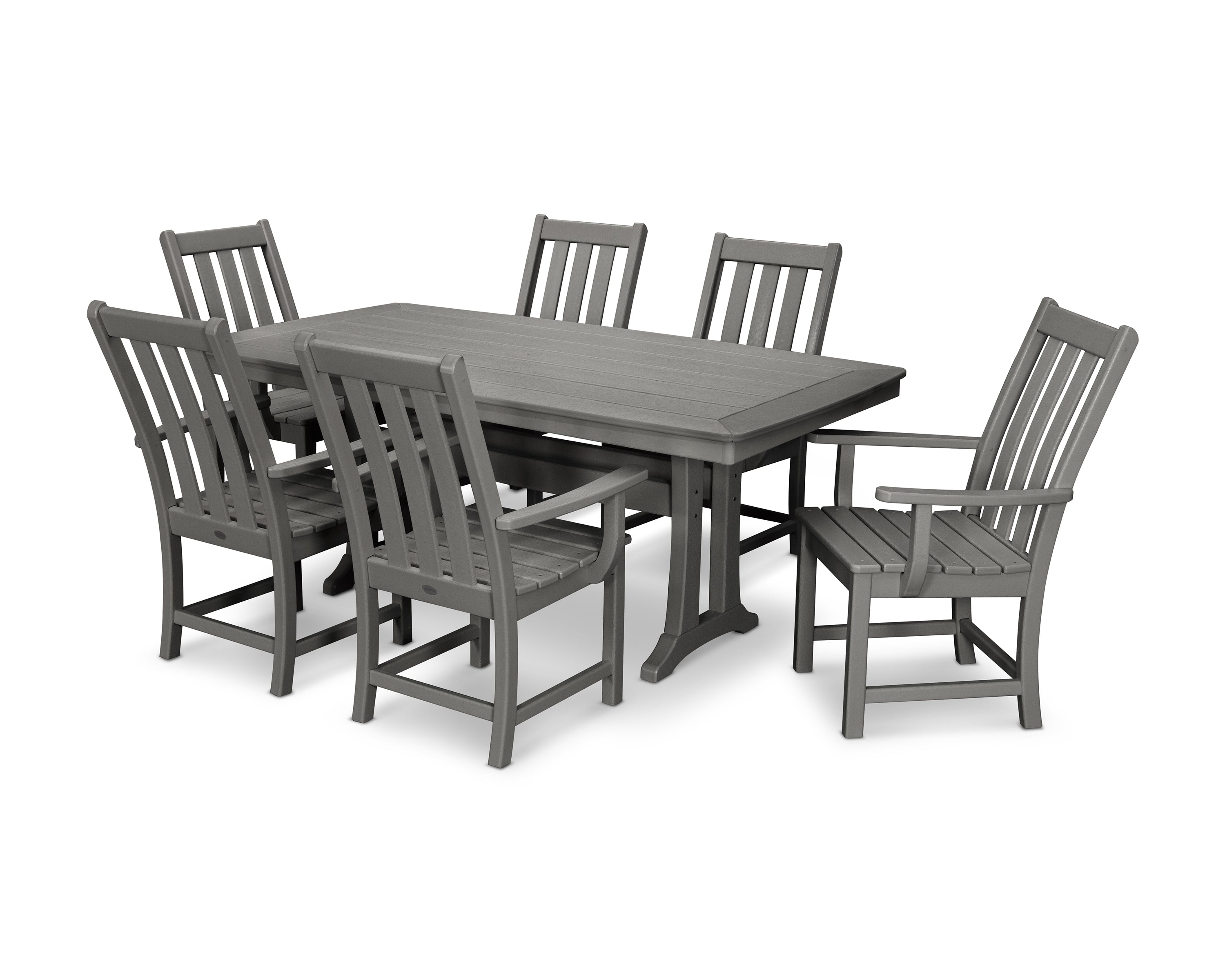 POLYWOOD® Vineyard 7-Piece Arm Chair Dining Set in Slate Grey