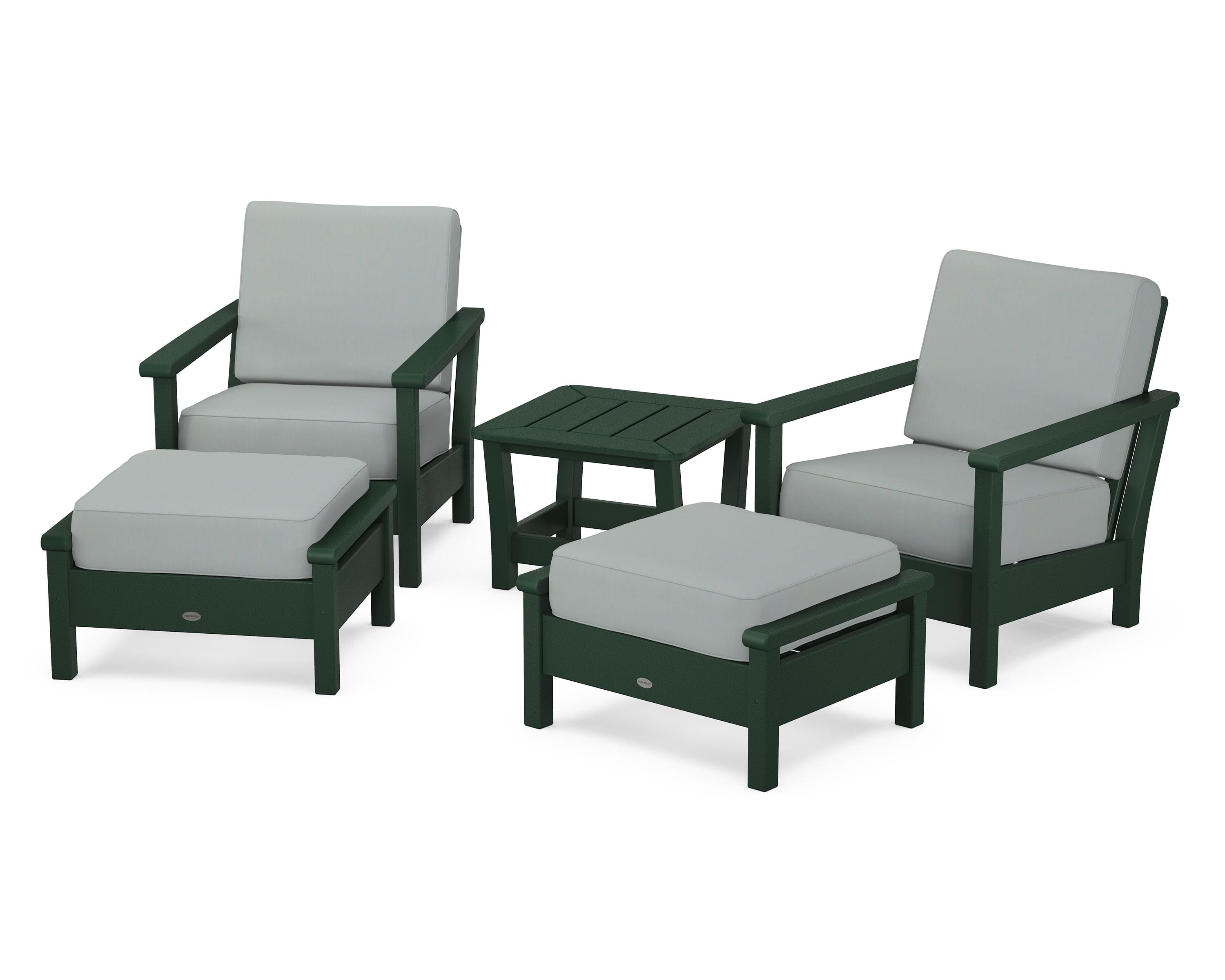 POLYWOOD® Harbour 5-Piece Deep Seating Chair Set in Green / Spa