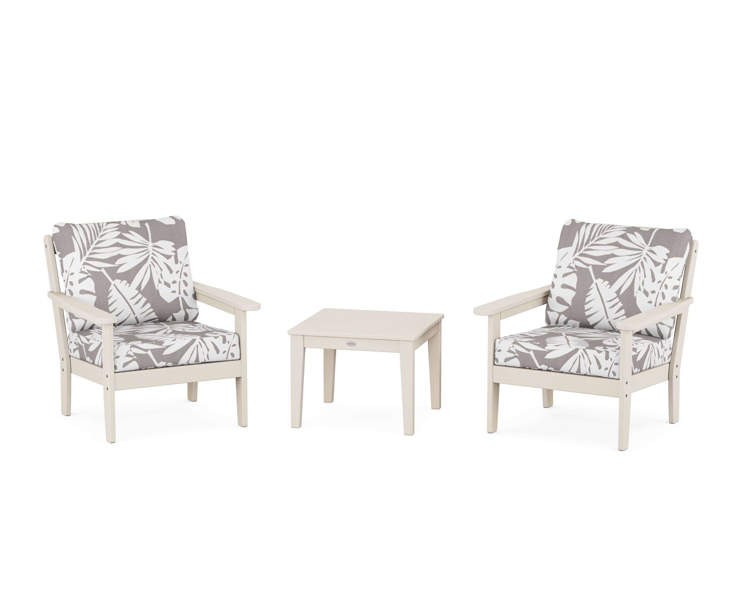 Country Living Cottage 3-Piece Deep Seating Set in Sand / Leaf Grey Mist