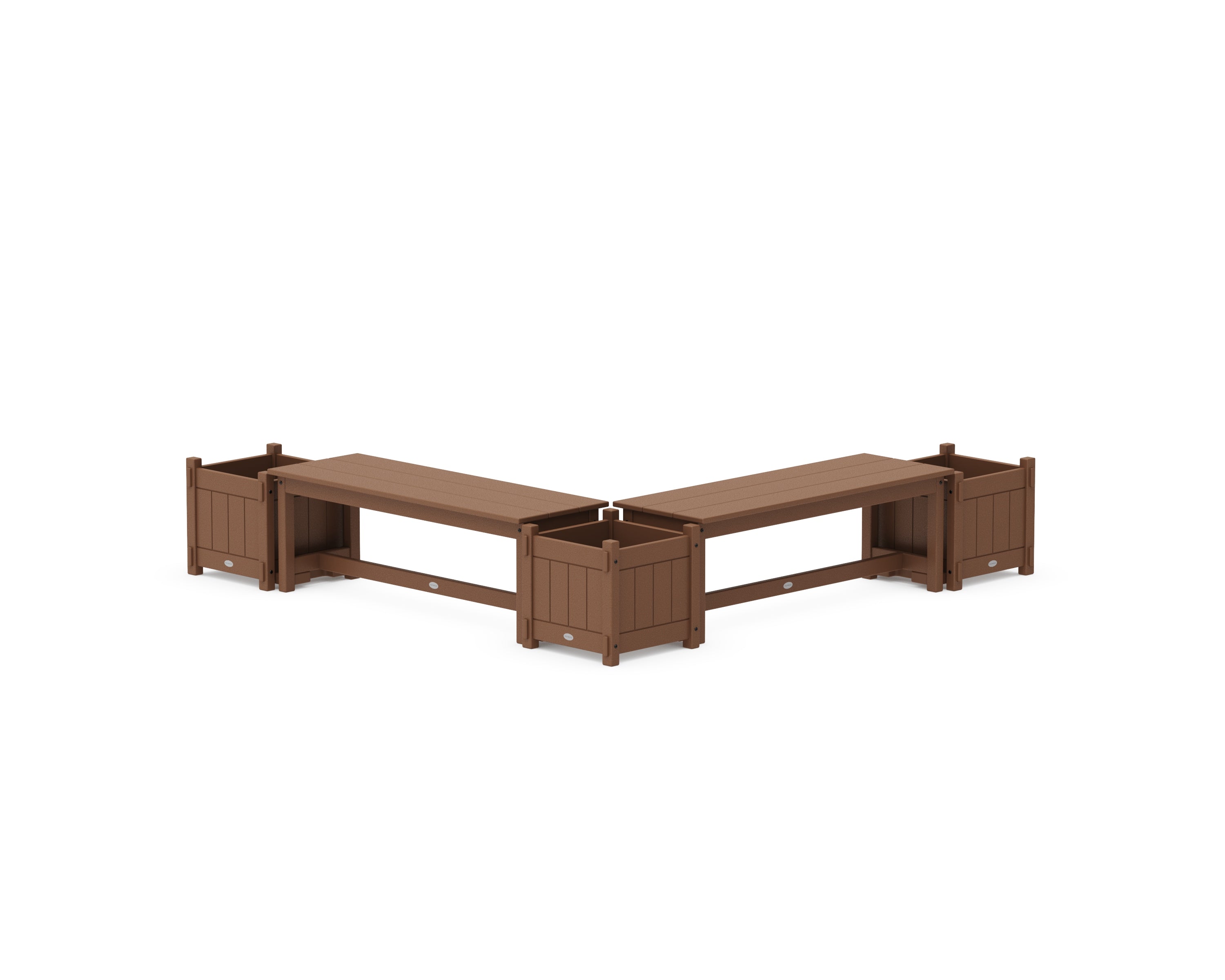 POLYWOOD® 48" Vineyard L- Shaped Planter Bench Corner Set in Teak