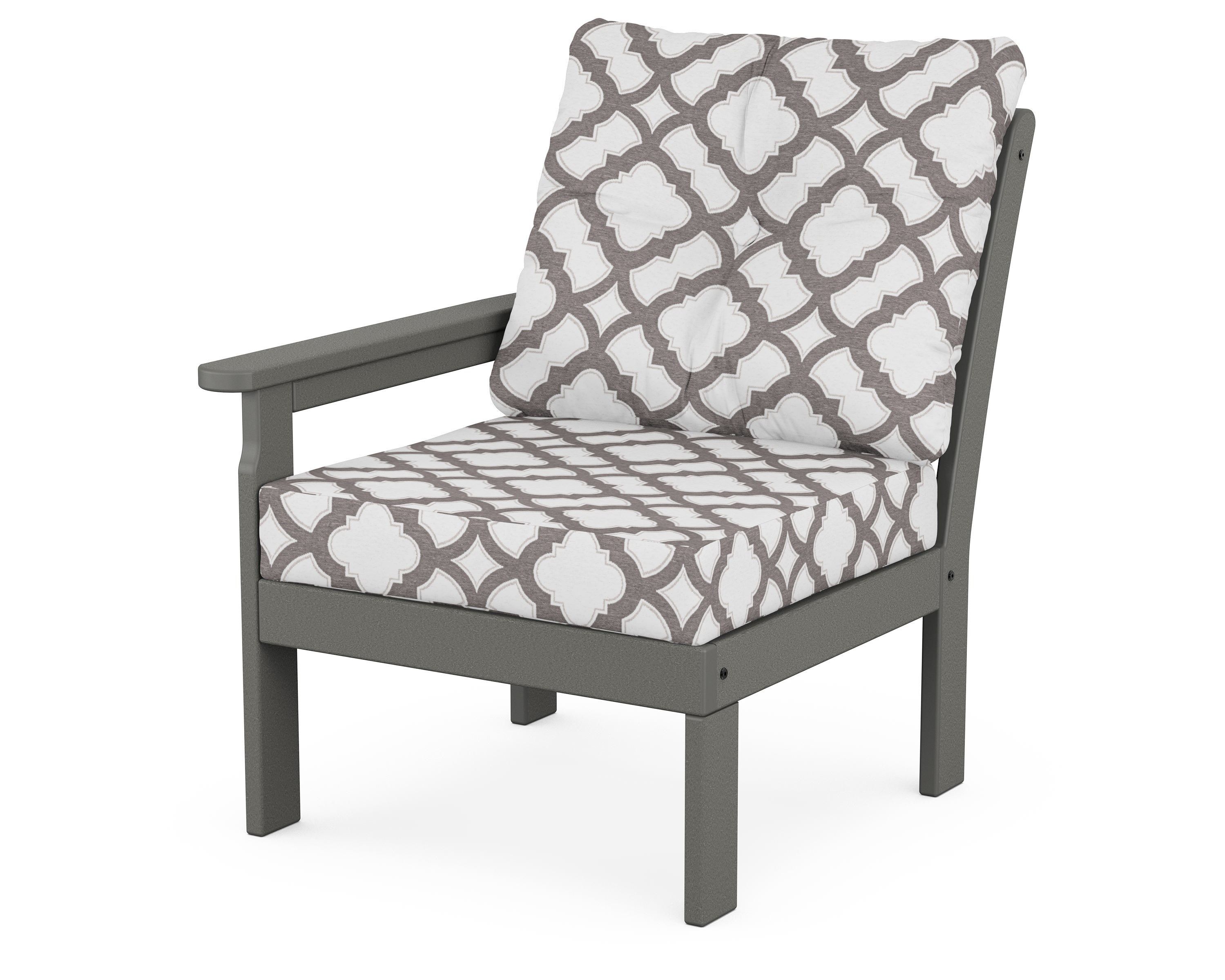 POLYWOOD® Vineyard Modular Left Arm Chair in Slate Grey / Trellis Grey Mist