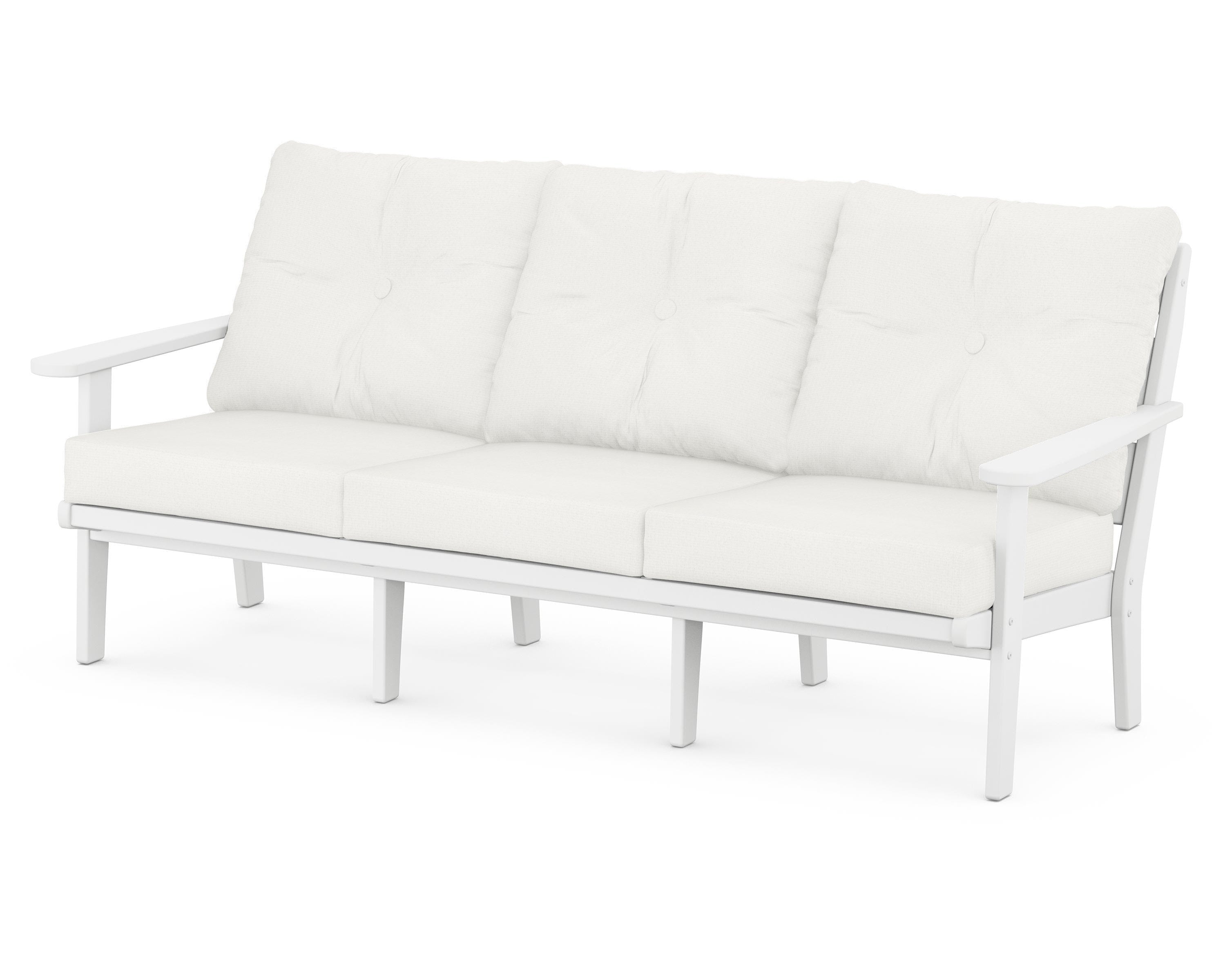 POLYWOOD® Lakeside Deep Seating Sofa in White / Natural Linen