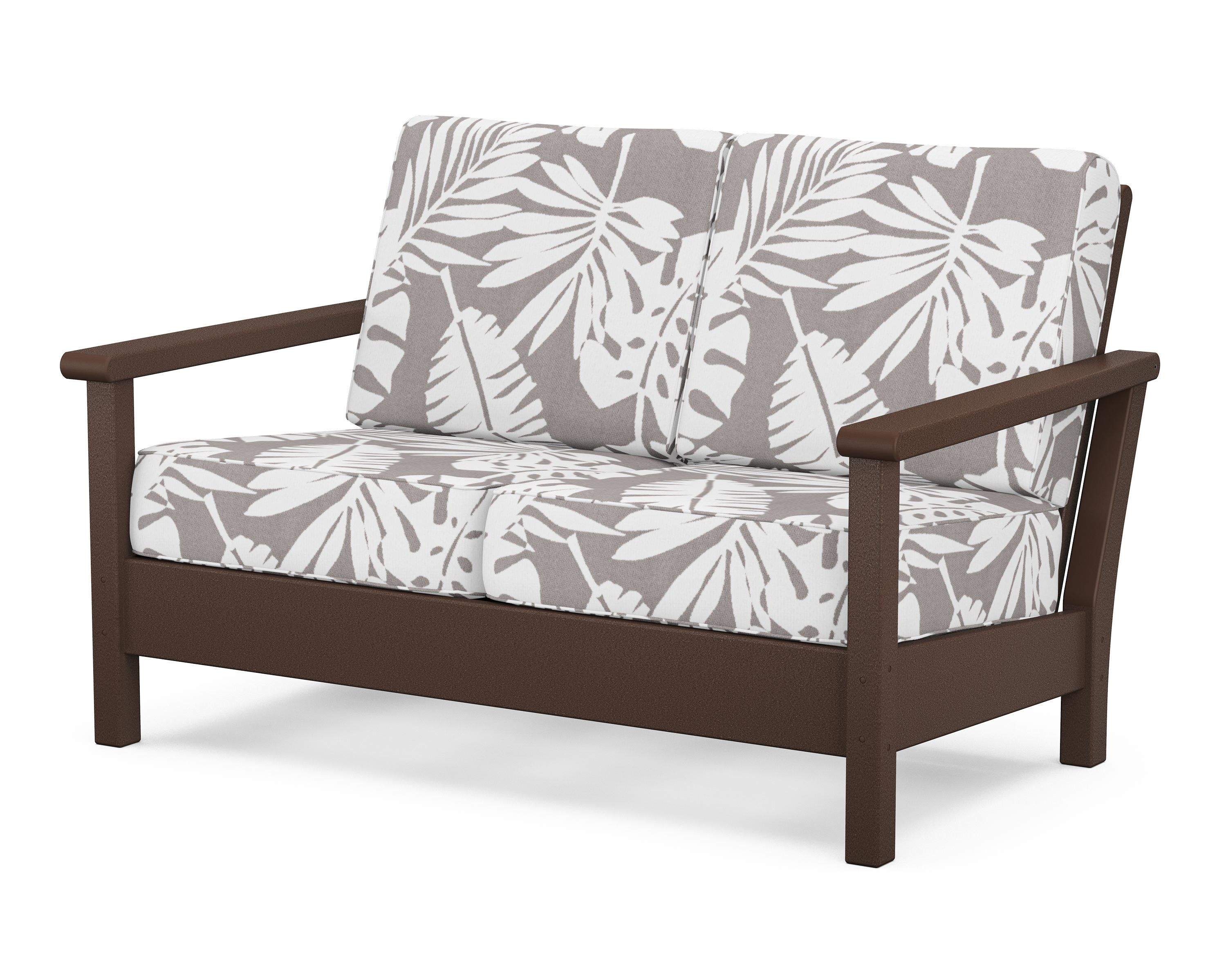 POLYWOOD® Harbour Deep Seating Loveseat in Mahogany / Leaf Grey Mist