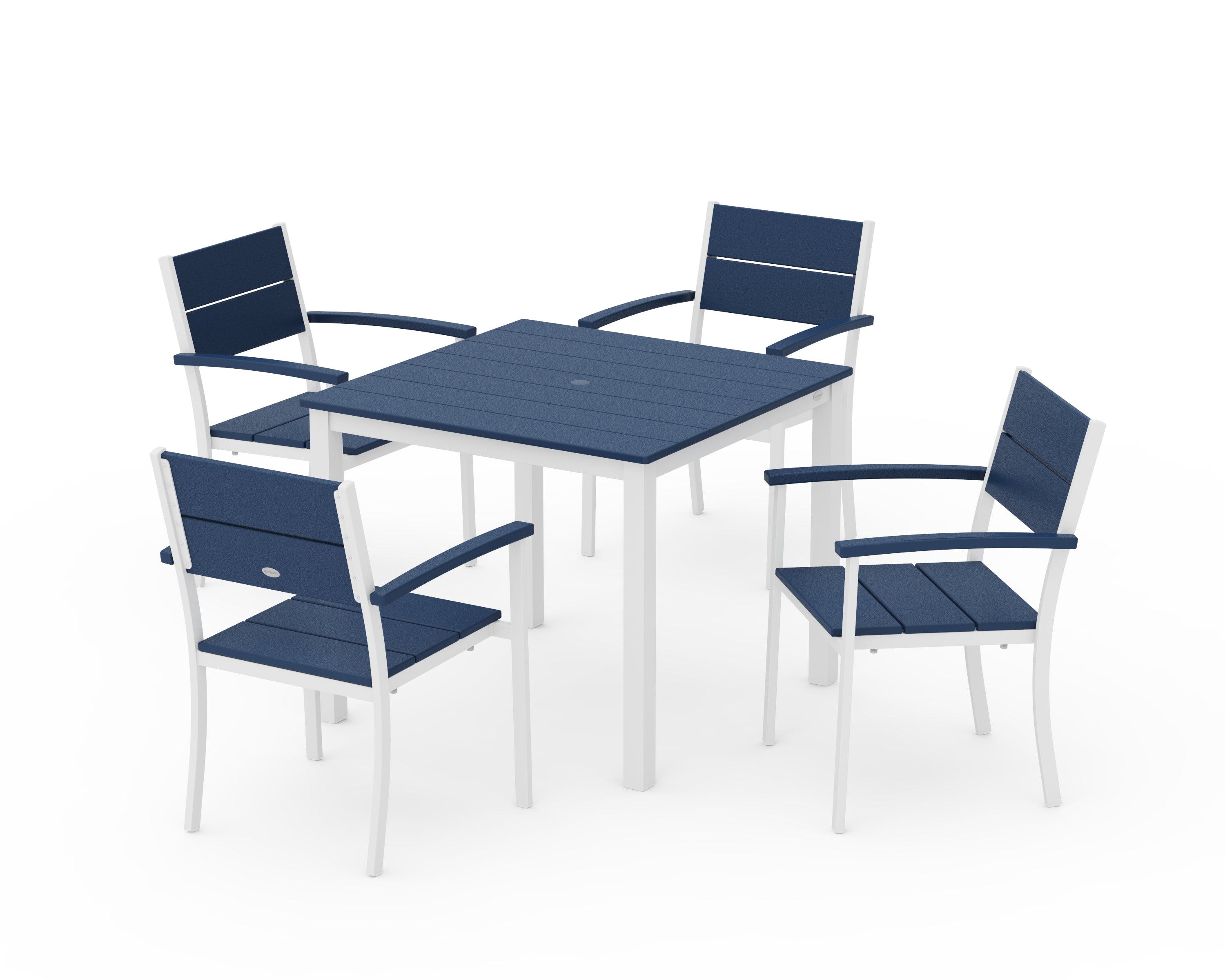 POLYWOOD® Main Street 5-Piece Dining Set in White / Navy