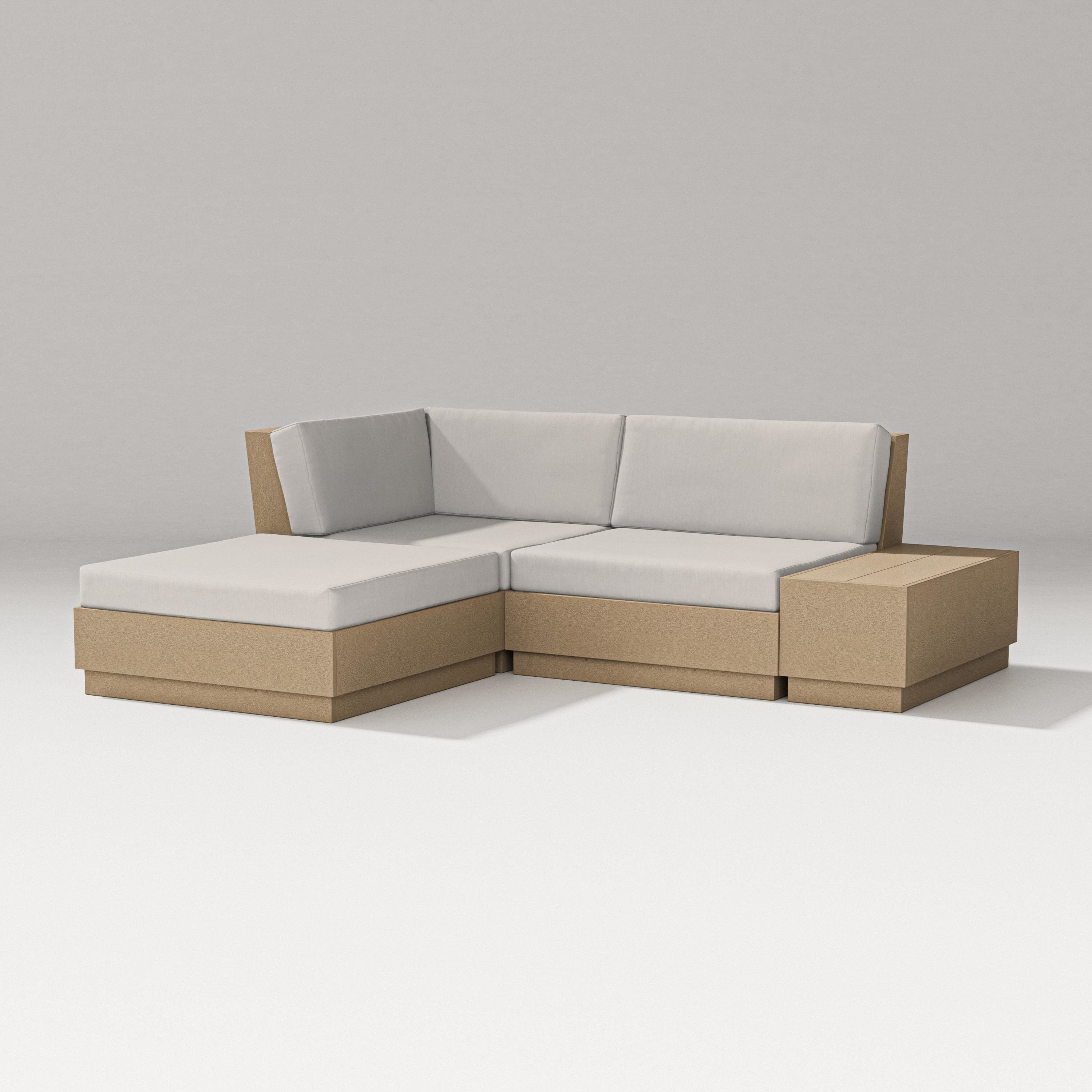 PW Designer Series Elevate Loveseat Sectional with Chaise in Vintage Sahara / Cast Ash