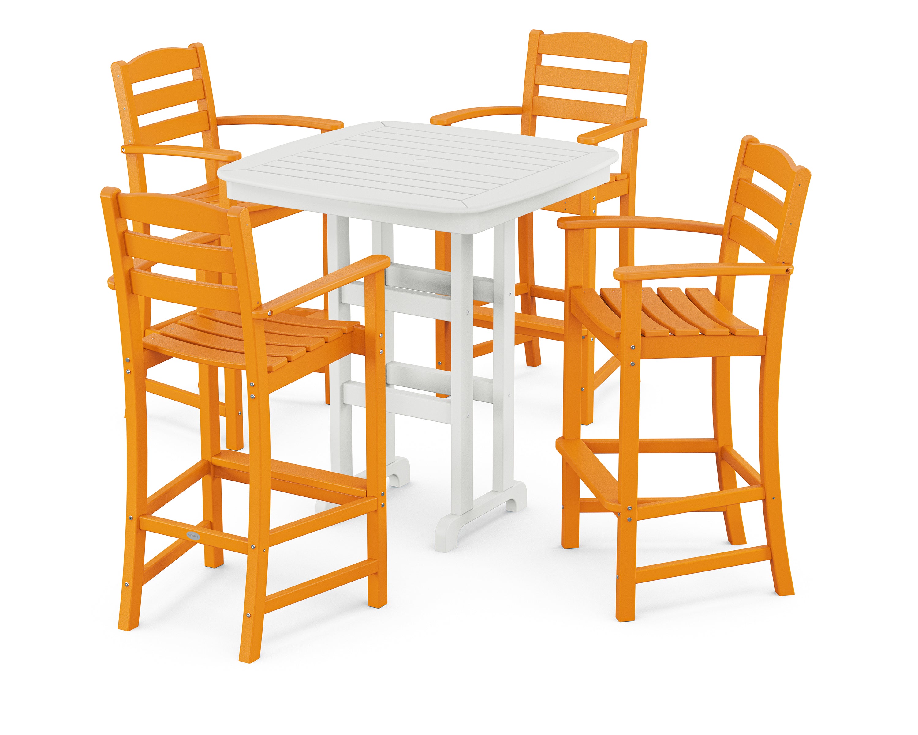 POLYWOOD® La Casa Café 5-Piece Bar Set in Tangerine / White