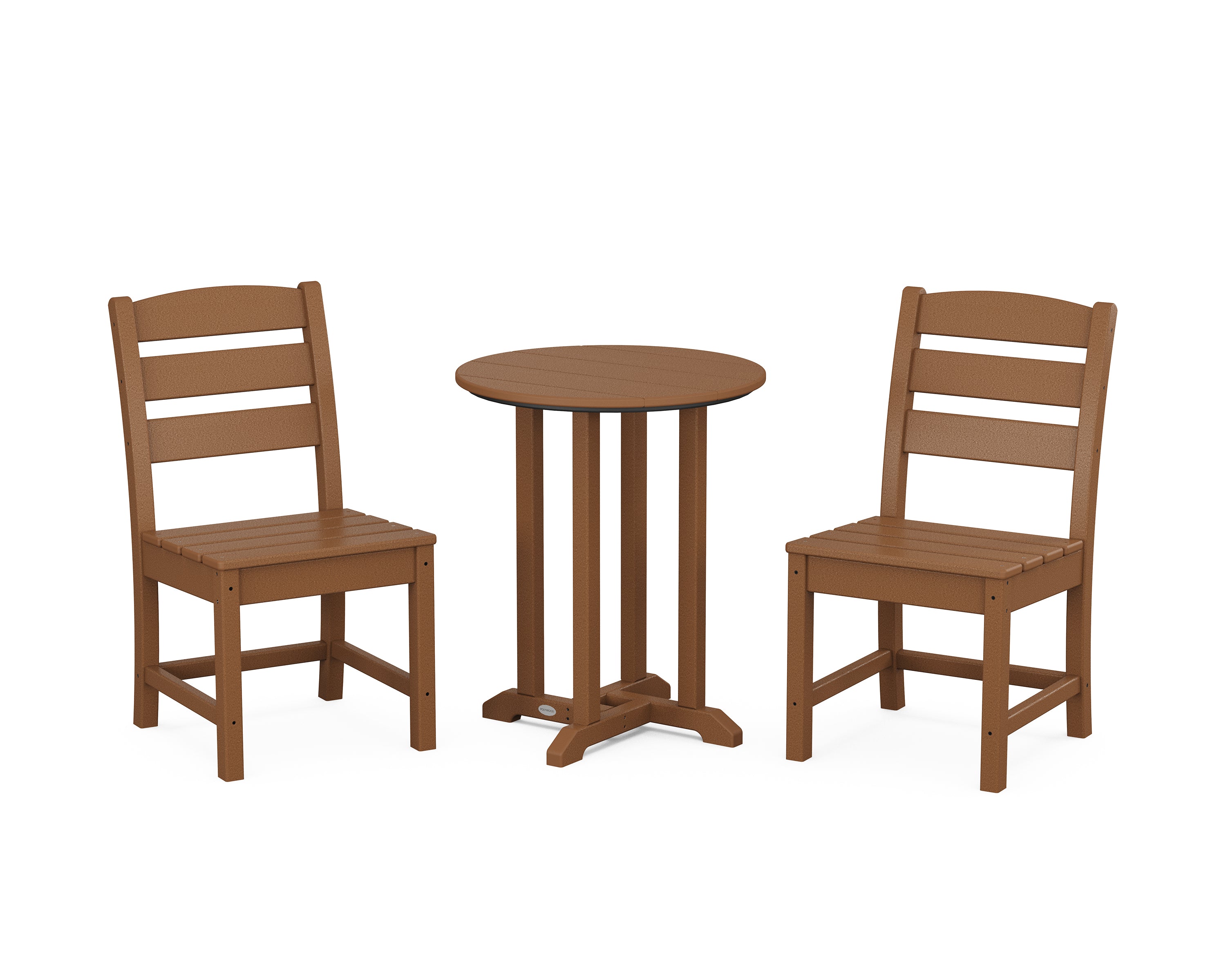 POLYWOOD® Lakeside Side Chair 3-Piece Round Bistro Dining Set in Teak
