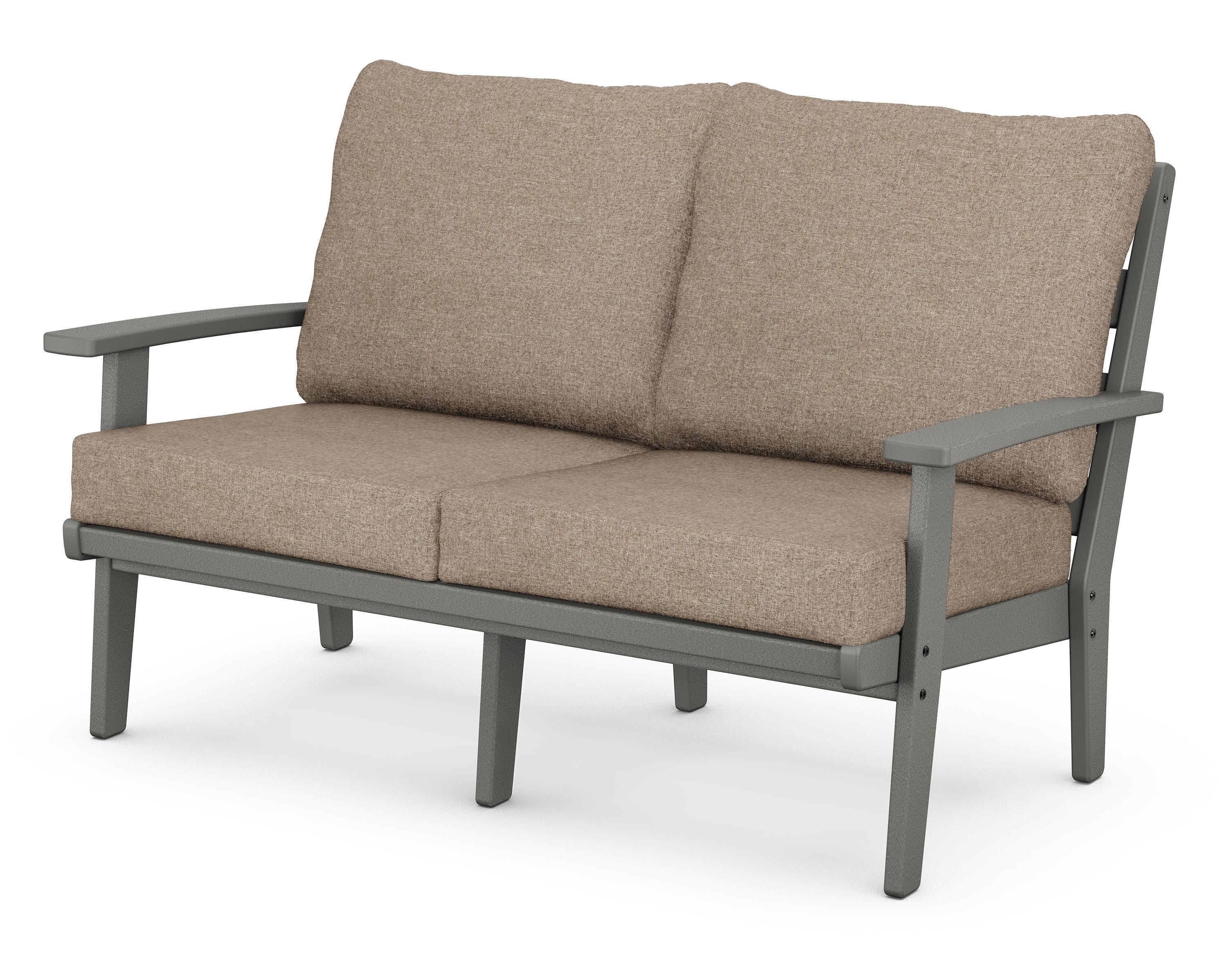POLYWOOD® Grant Park Deep Seating Loveseat in Slate Grey / Spiced Burlap