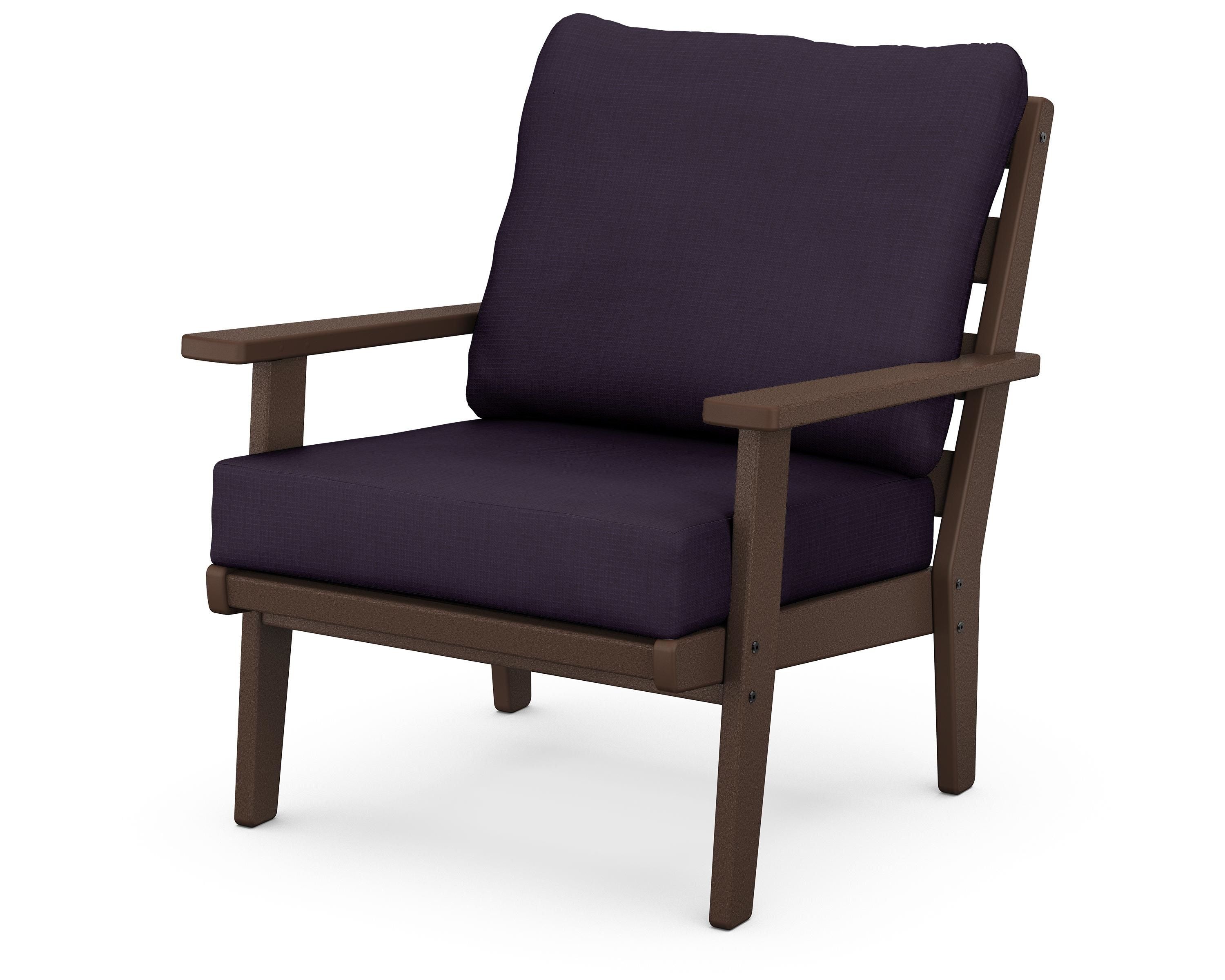POLYWOOD® Grant Park Deep Seating Chair in Mahogany / Navy Linen