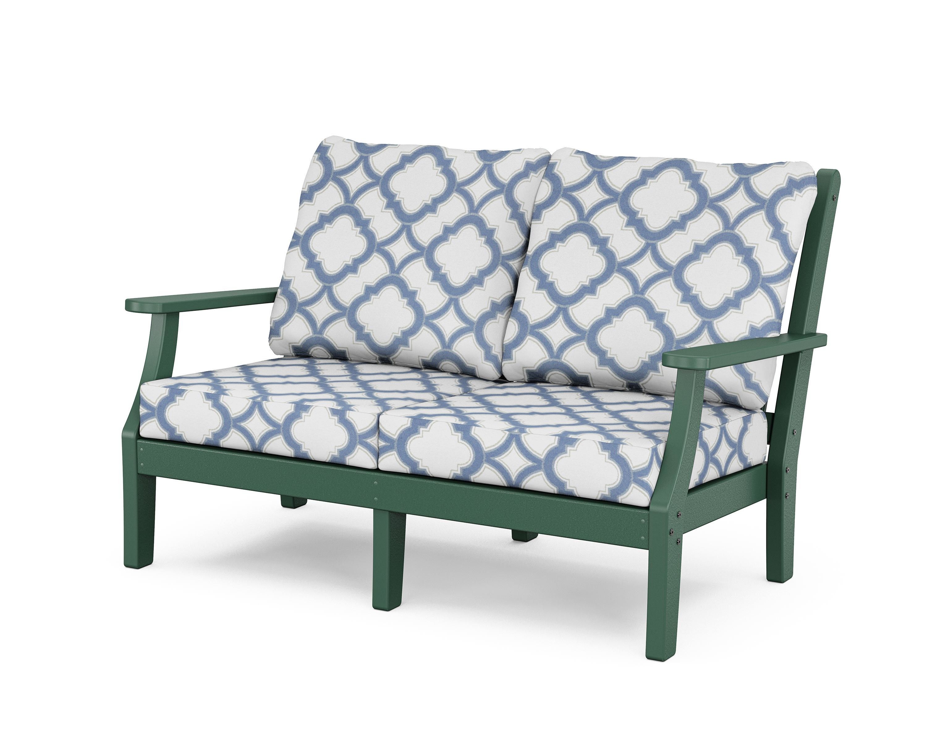 Country Living Wovendale Deep Seating Loveseat in Green / Trellis Sky Blue