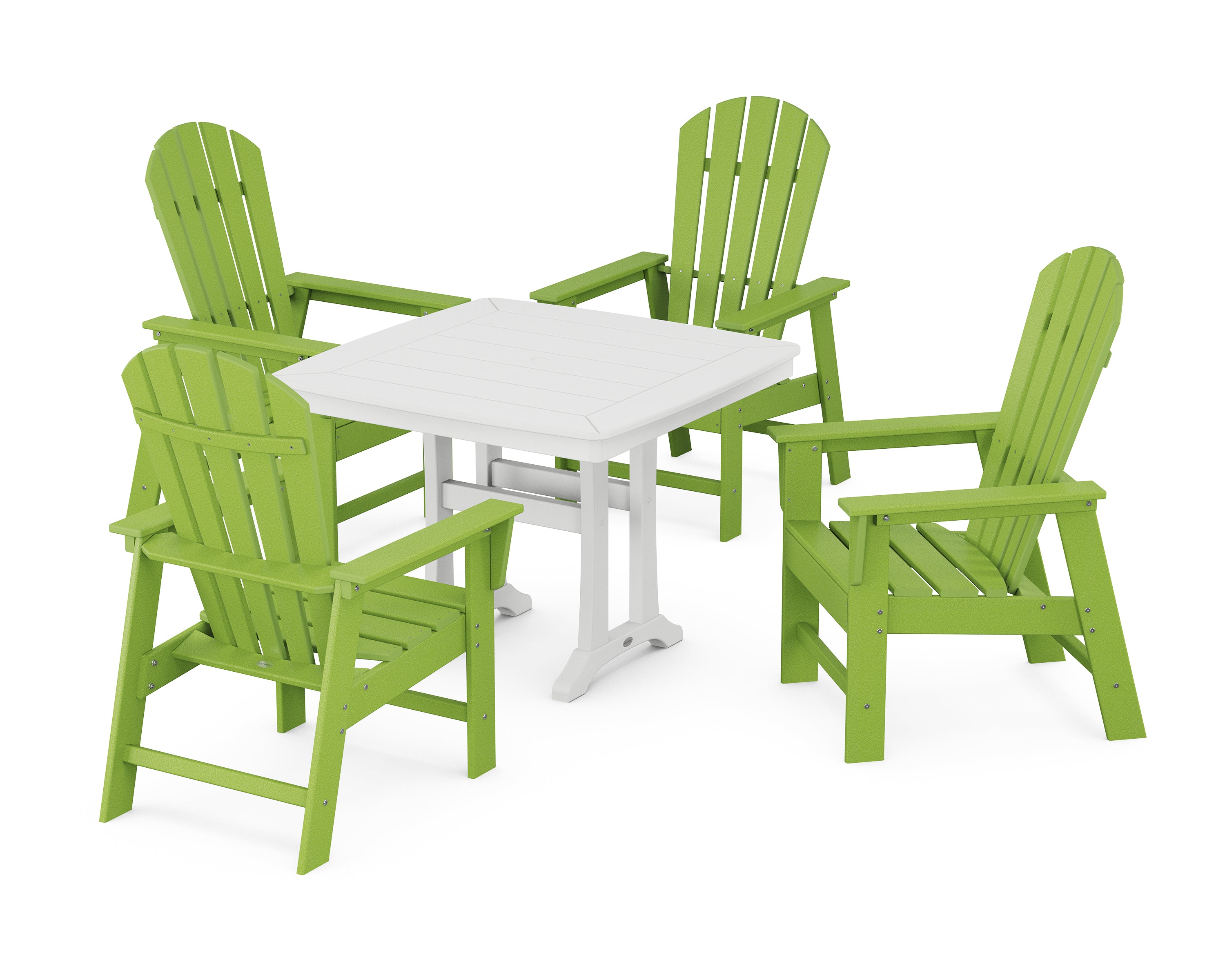 POLYWOOD® South Beach 5-Piece Dining Set with Trestle Legs in Lime / White