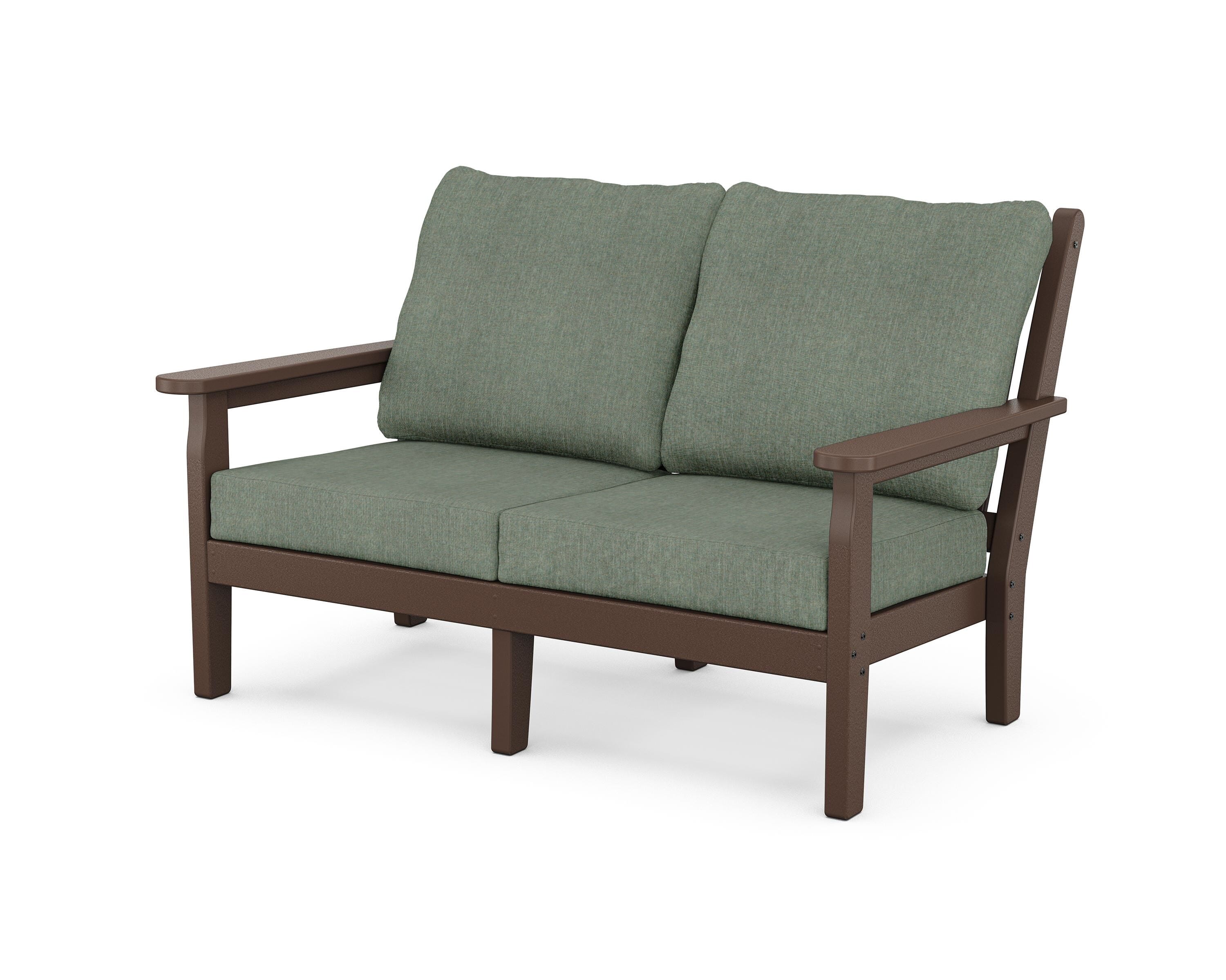 POLYWOOD® Chippendale Deep Seating Loveseat in Mahogany / Cast Sage