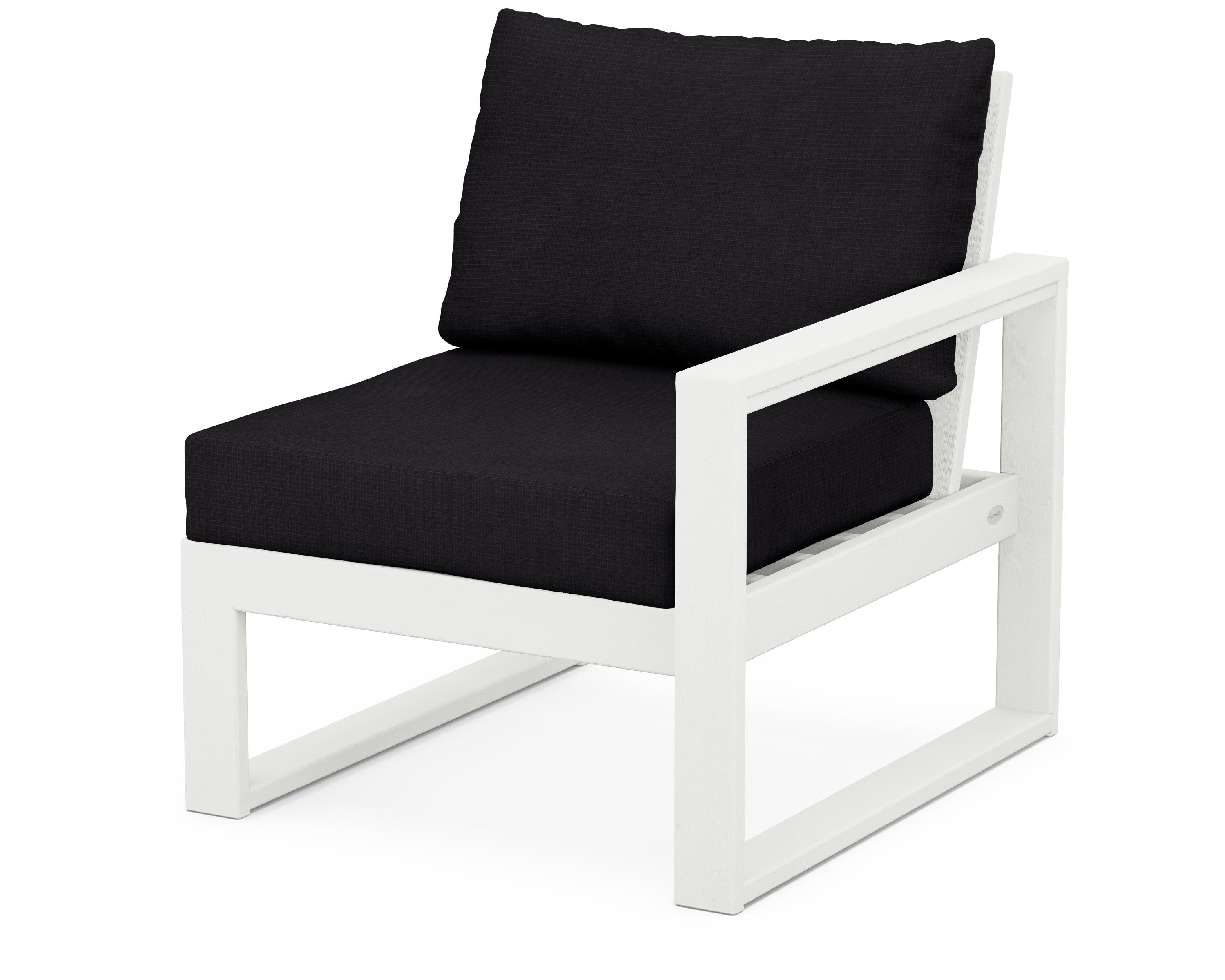 POLYWOOD® EDGE Modular Right Arm Chair in Vintage White / Midnight Linen