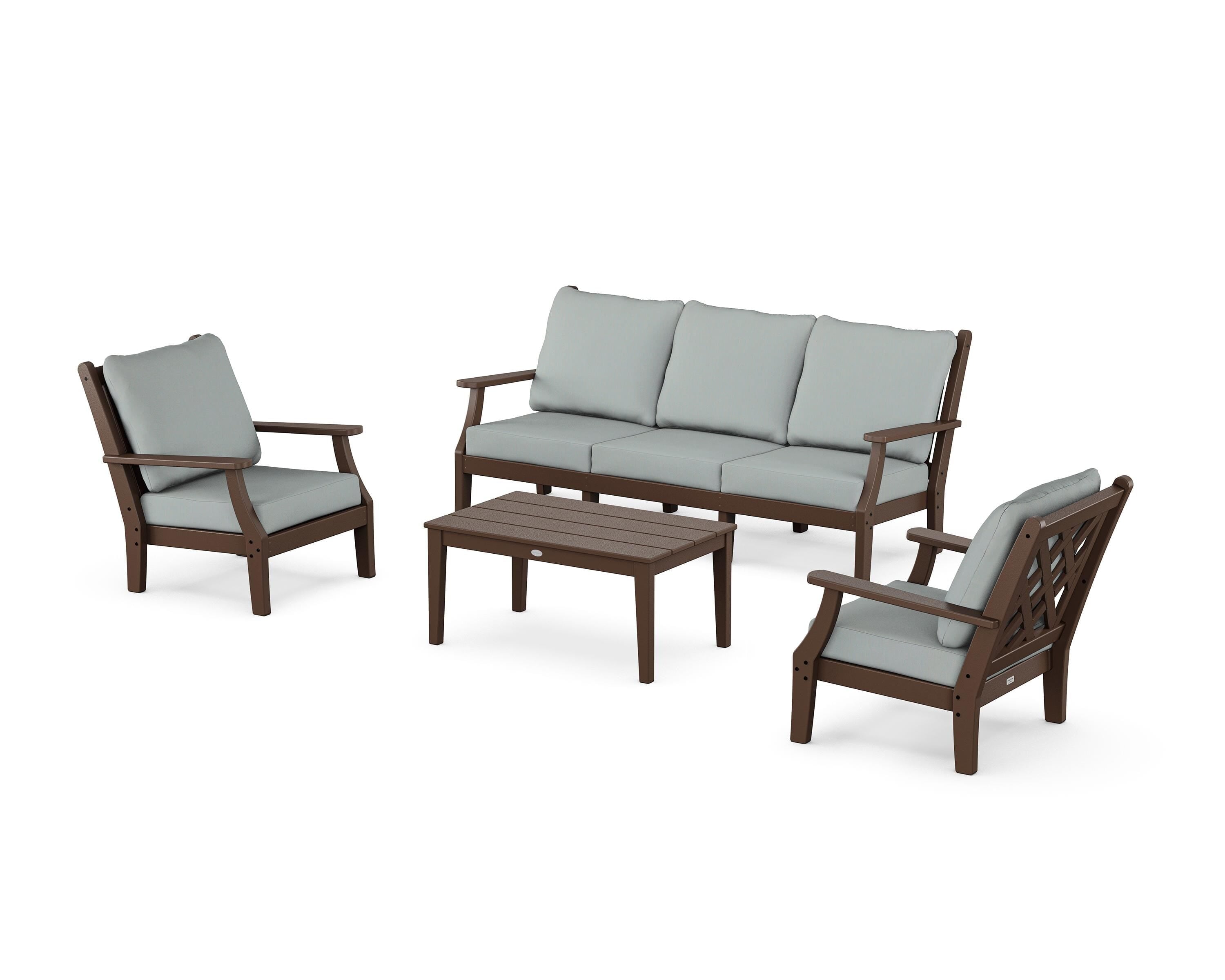 Country Living Wovendale 4-Piece Deep Seating Set with Sofa in Mahogany / Spa