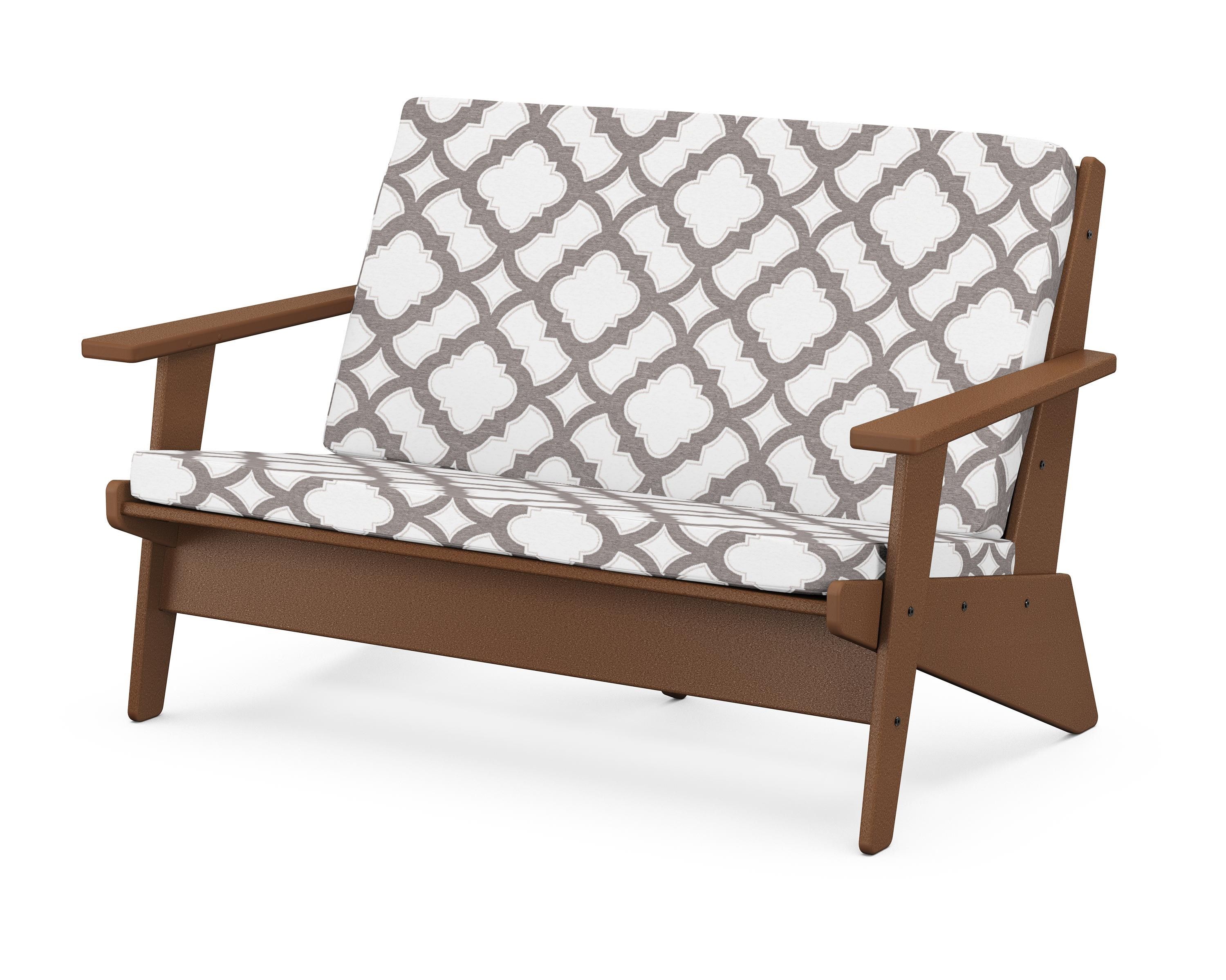 POLYWOOD® Riviera Modern Lounge Loveseat in Teak / Trellis Grey Mist