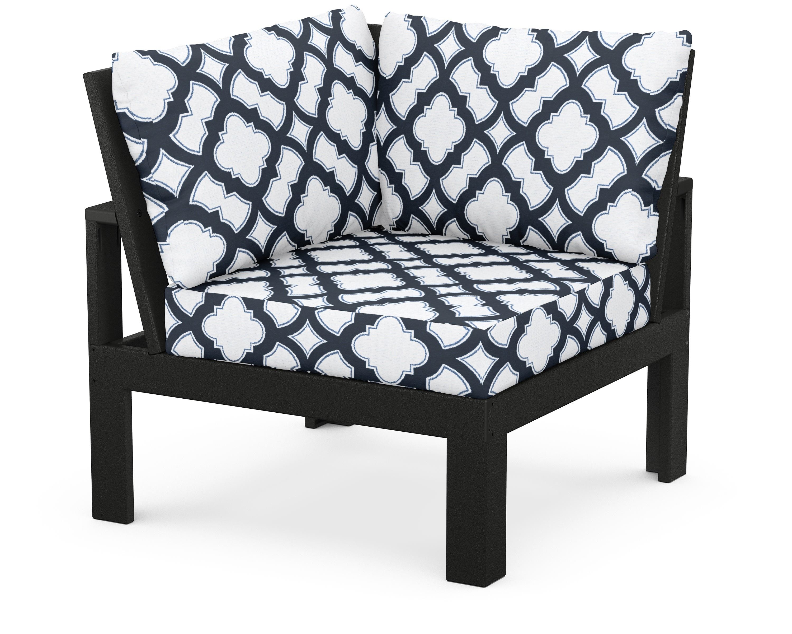 Unbranded Modular Corner Chair in Black / Trellis Marine Indigo