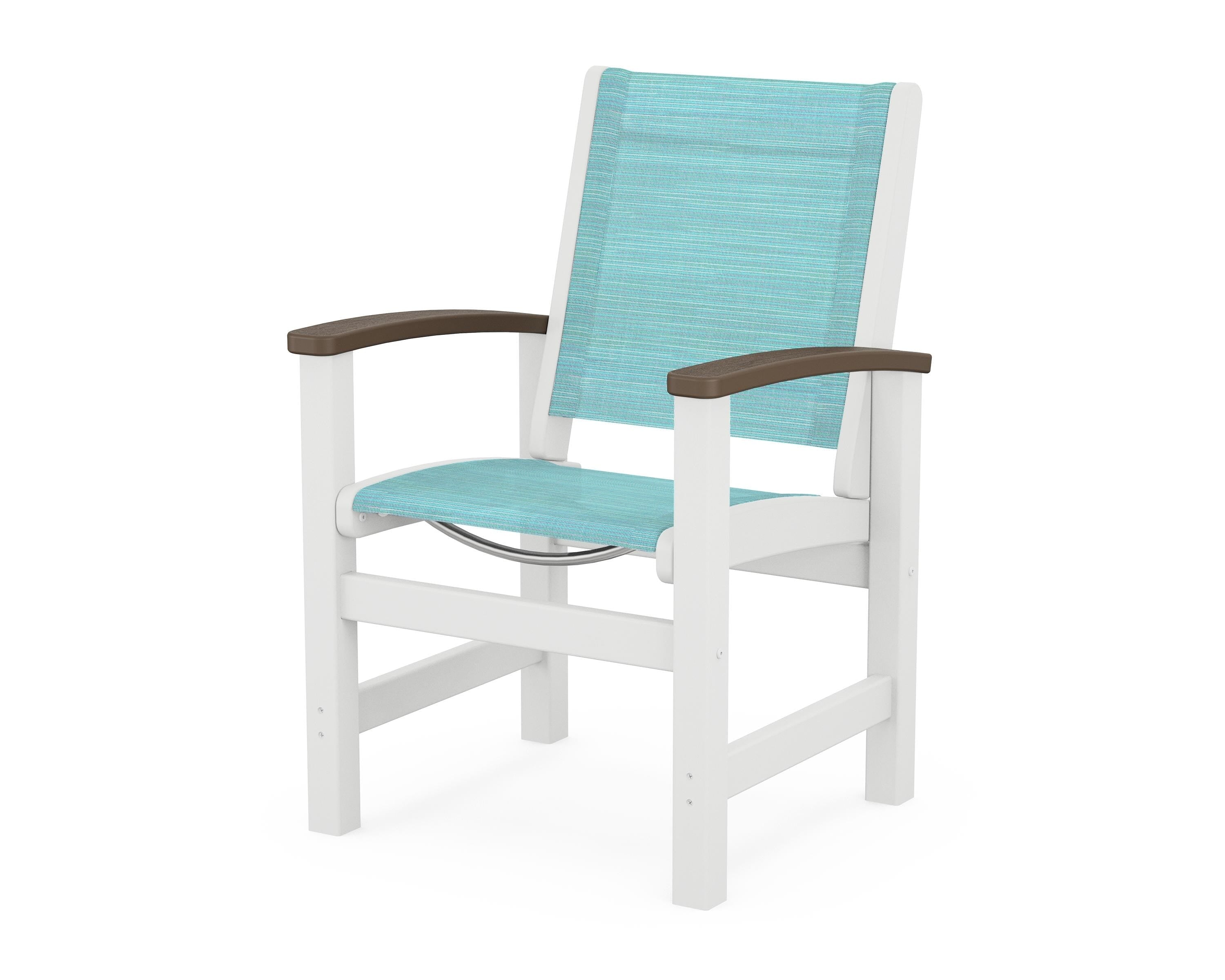 POLYWOOD® Coastal Dining Chair in White / Kona / Dupioni Aquamarine Sling