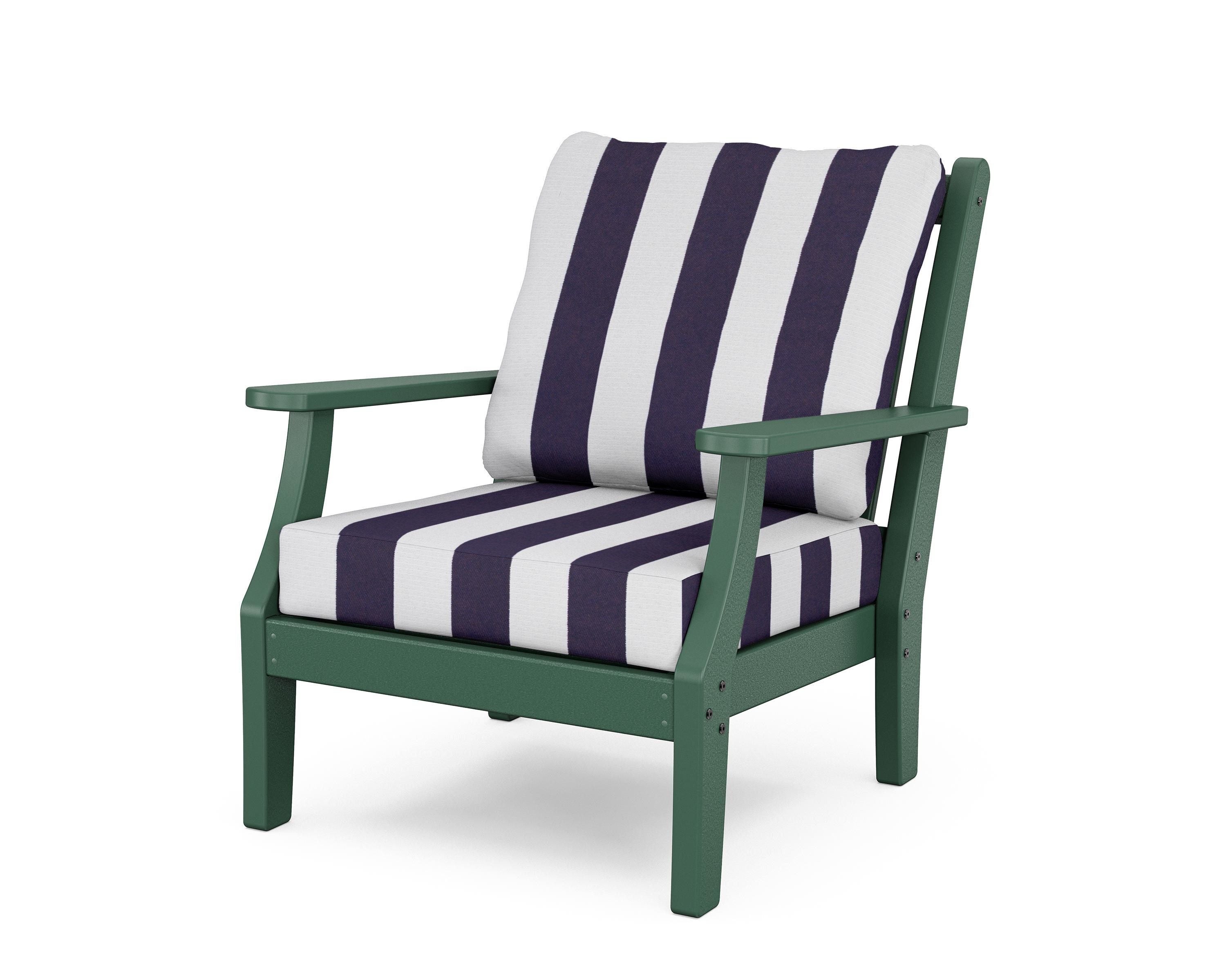 Country Living Wovendale Deep Seating Chair in Green / Cabana Stripe Navy