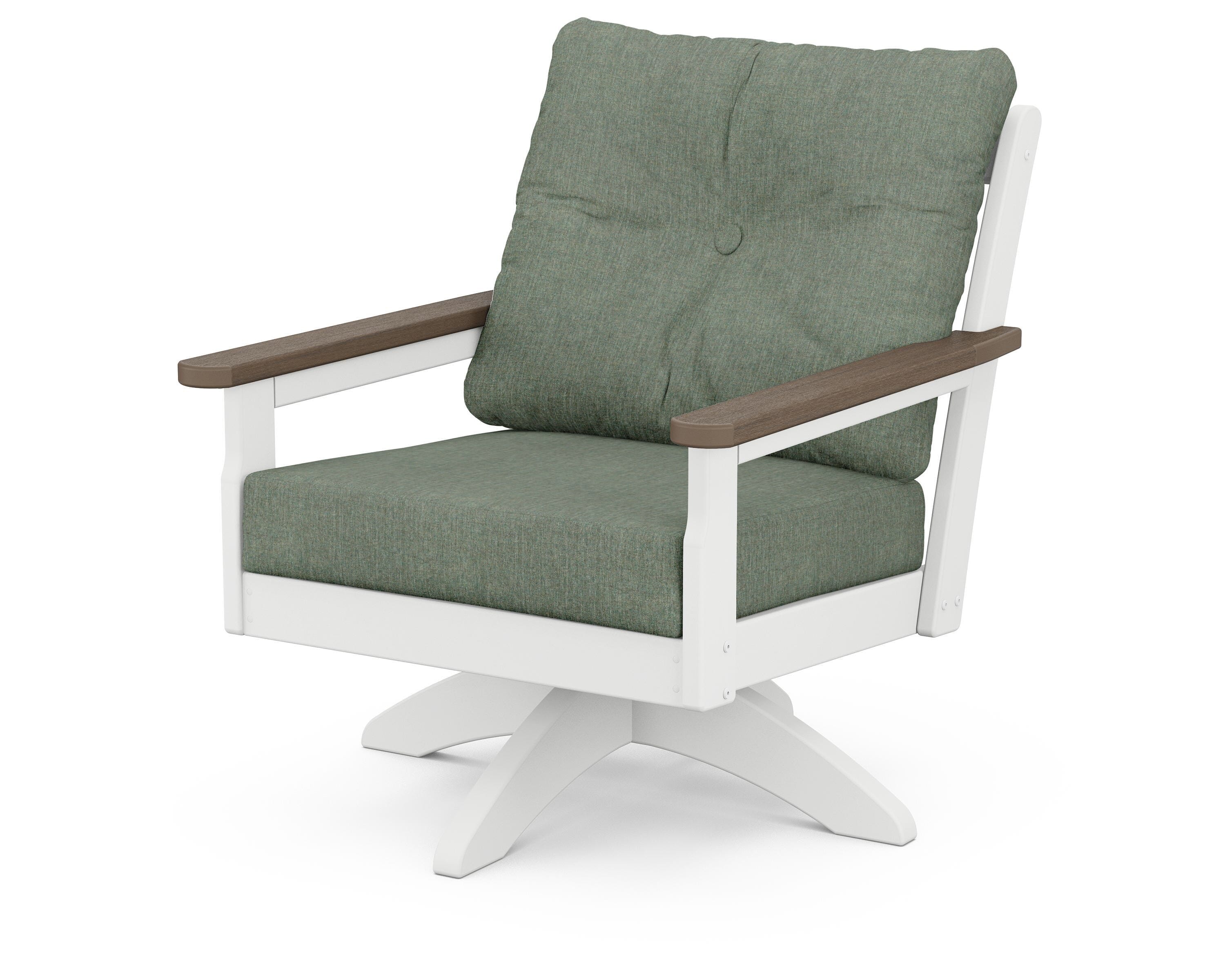 POLYWOOD® Vineyard Deep Seating Swivel Chair in White / Kona / Cast Sage