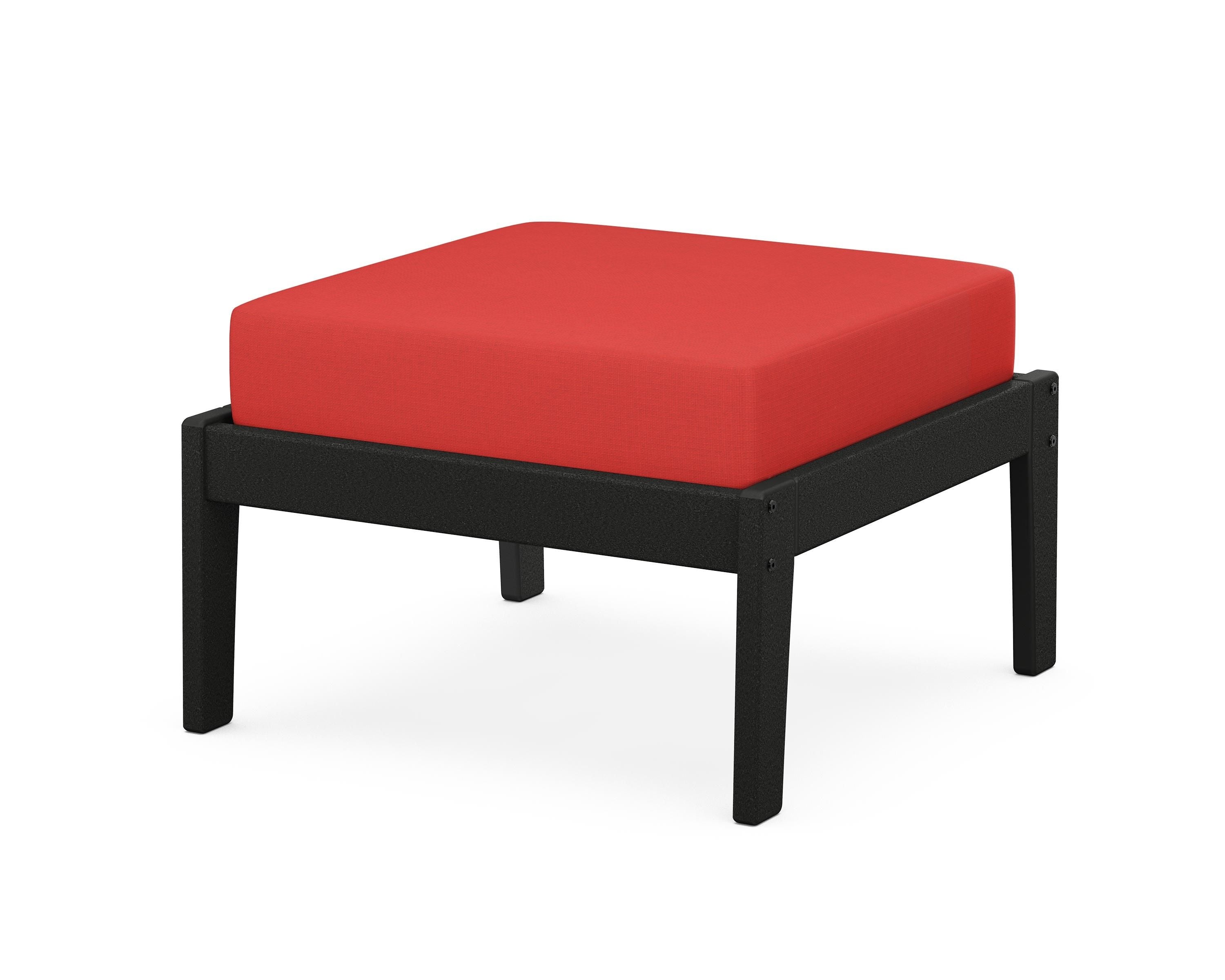 Unbranded Deep Seating Ottoman in Black / Crimson Linen