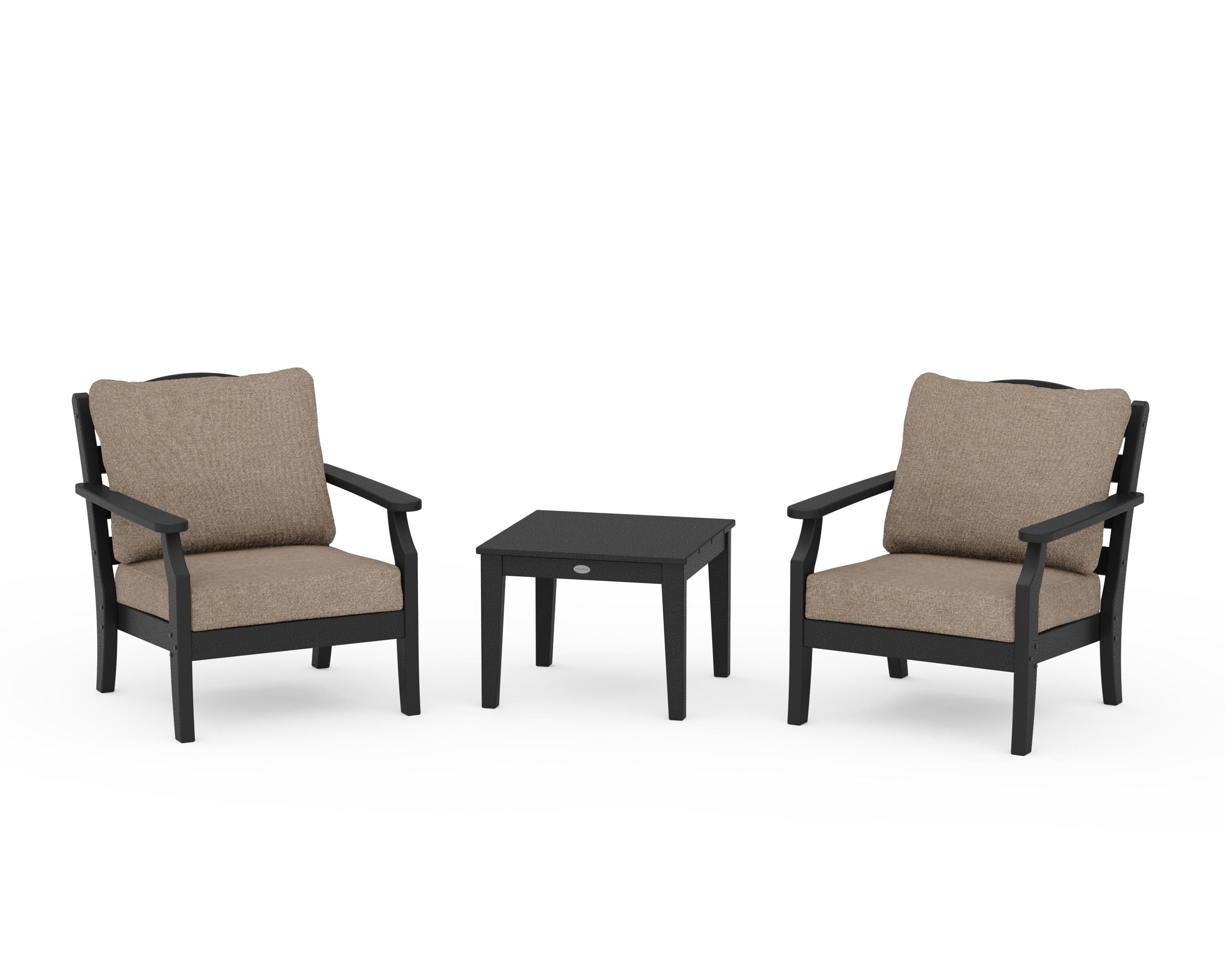 Draper James™ by POLYWOOD® Savannah 3-Piece Deep Seating Set in Black / Spiced Burlap