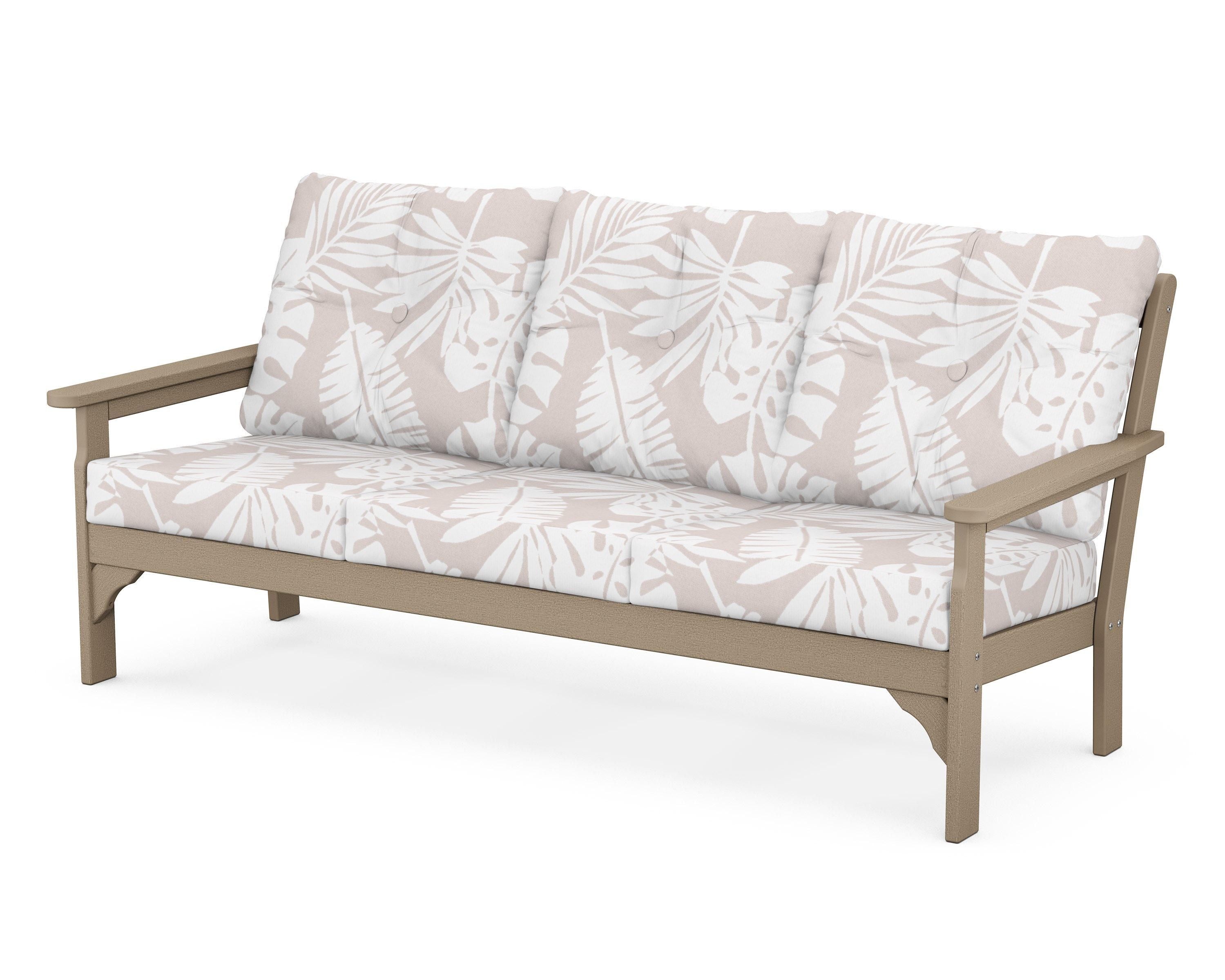 POLYWOOD® Vineyard Deep Seating Sofa in Vintage Sahara / Leaf Dune Burlap