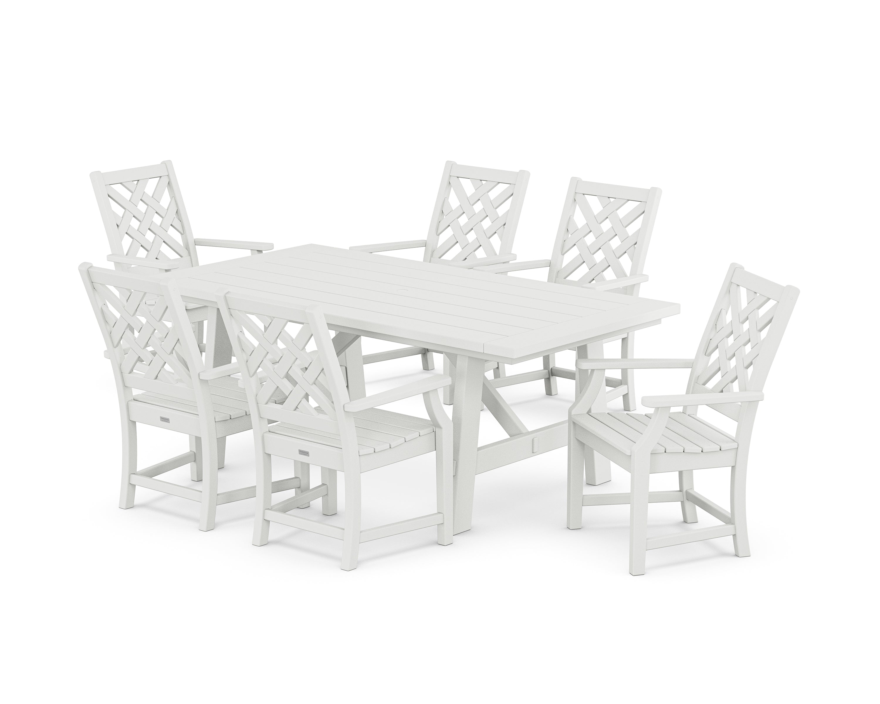 Country Living Wovendale Arm Chair 7-Piece Rustic Farmhouse Dining Set in White