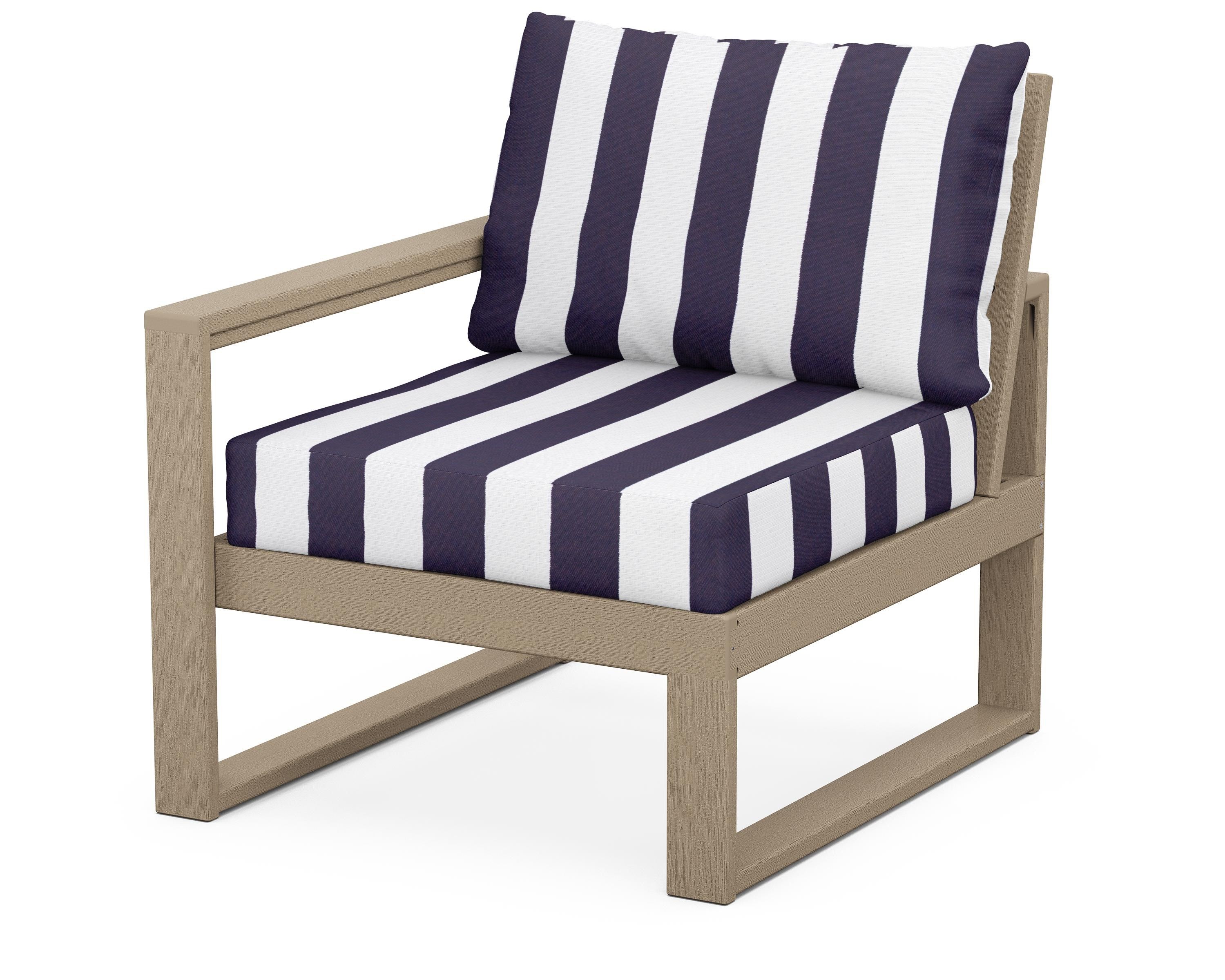 POLYWOOD® EDGE Modular Left Arm Chair in Vintage Sahara / Cabana Stripe Navy