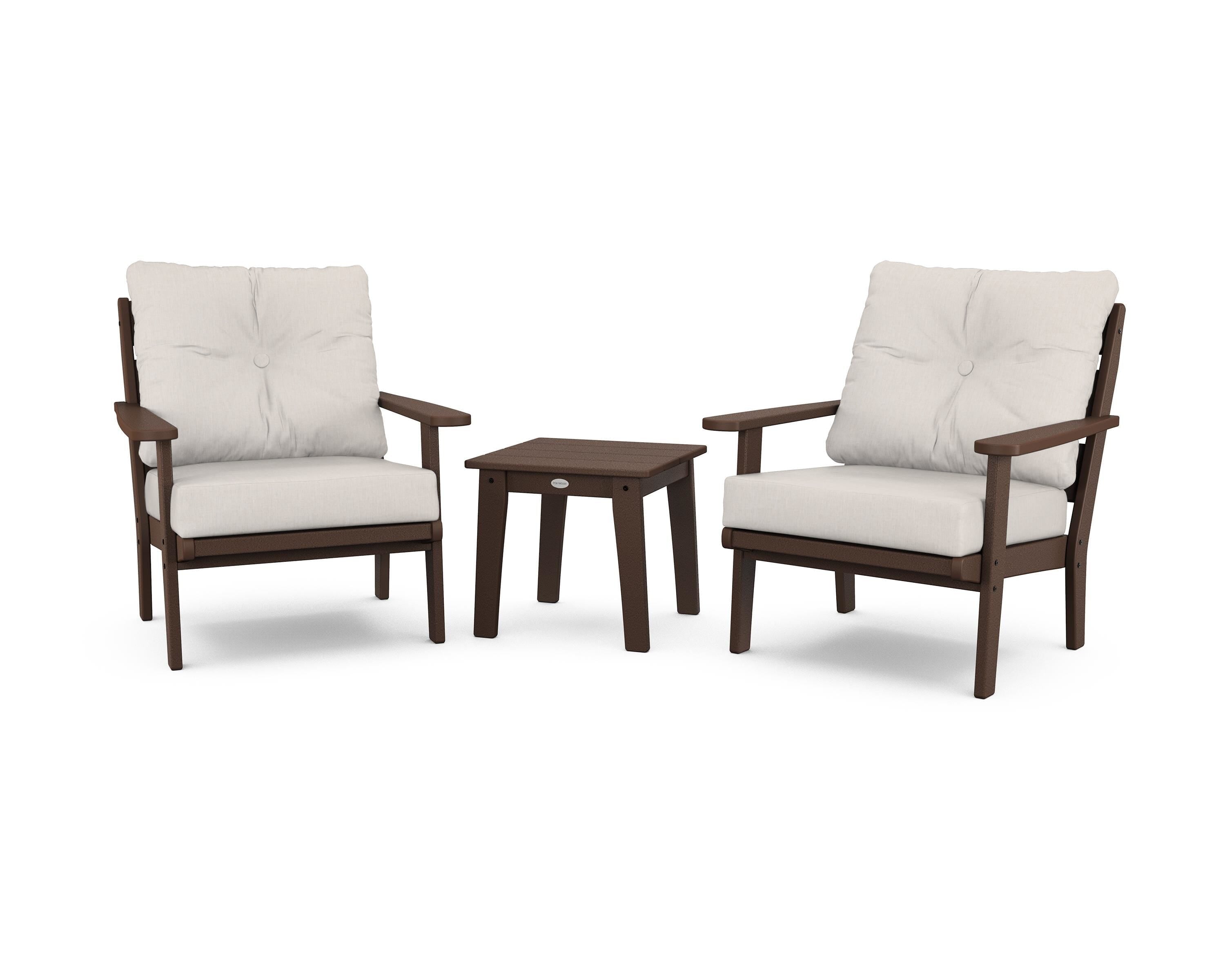 POLYWOOD® Lakeside 3-Piece Deep Seating Chair Set in Mahogany / Cast Ash