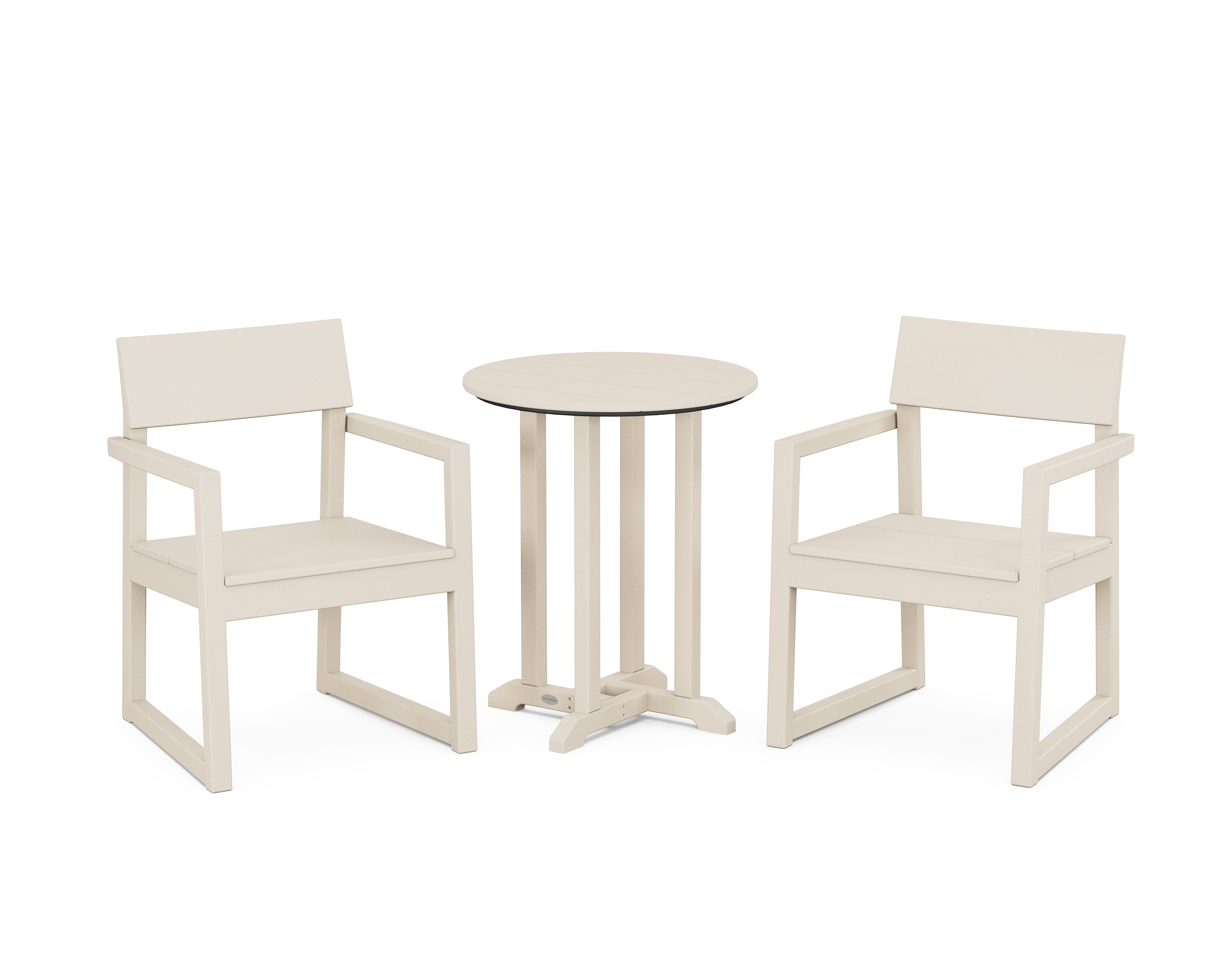 POLYWOOD® EDGE 3-Piece Round Bistro Dining Set in Sand