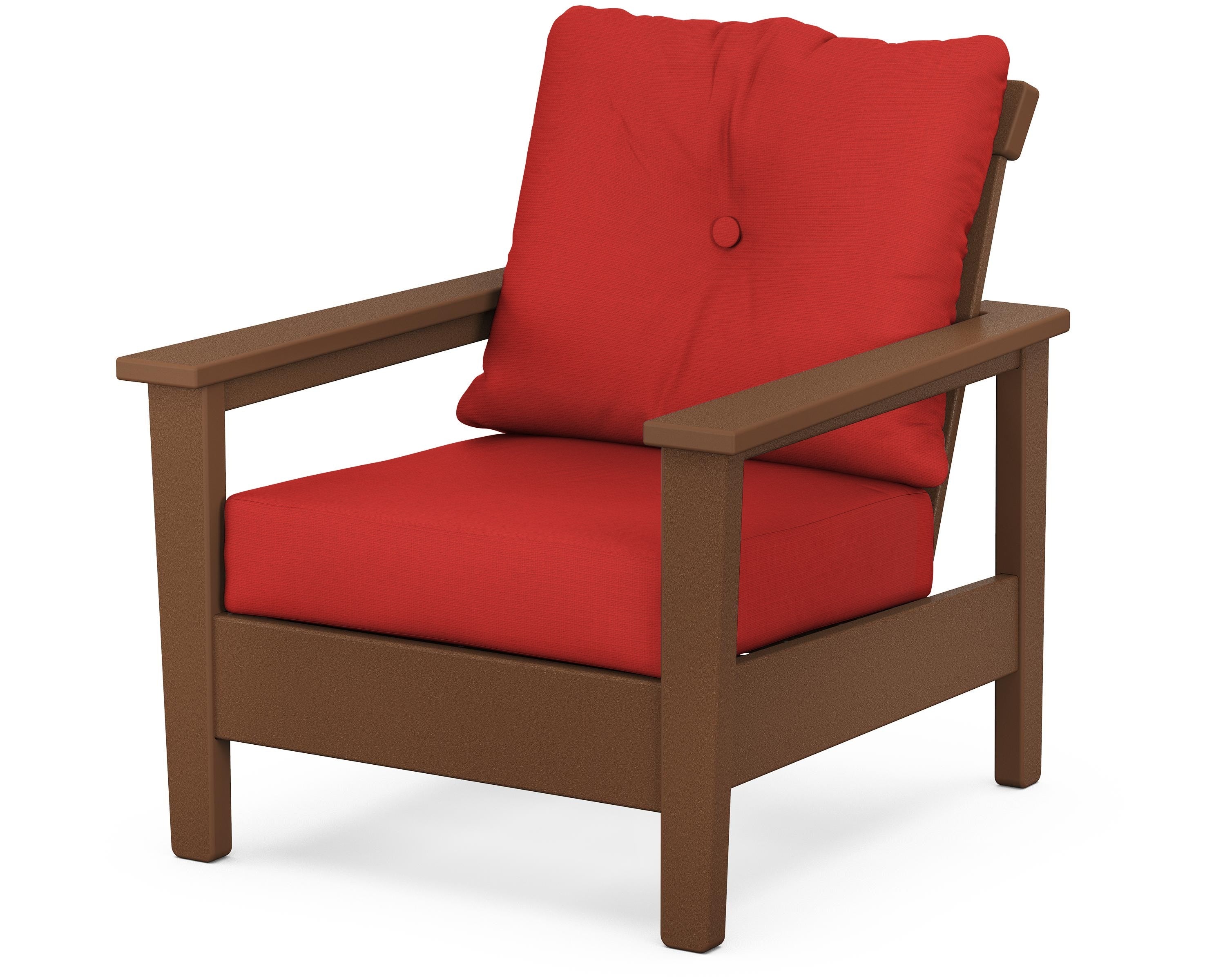 POLYWOOD® Prescott Deep Seating Chair in Teak / Crimson Linen