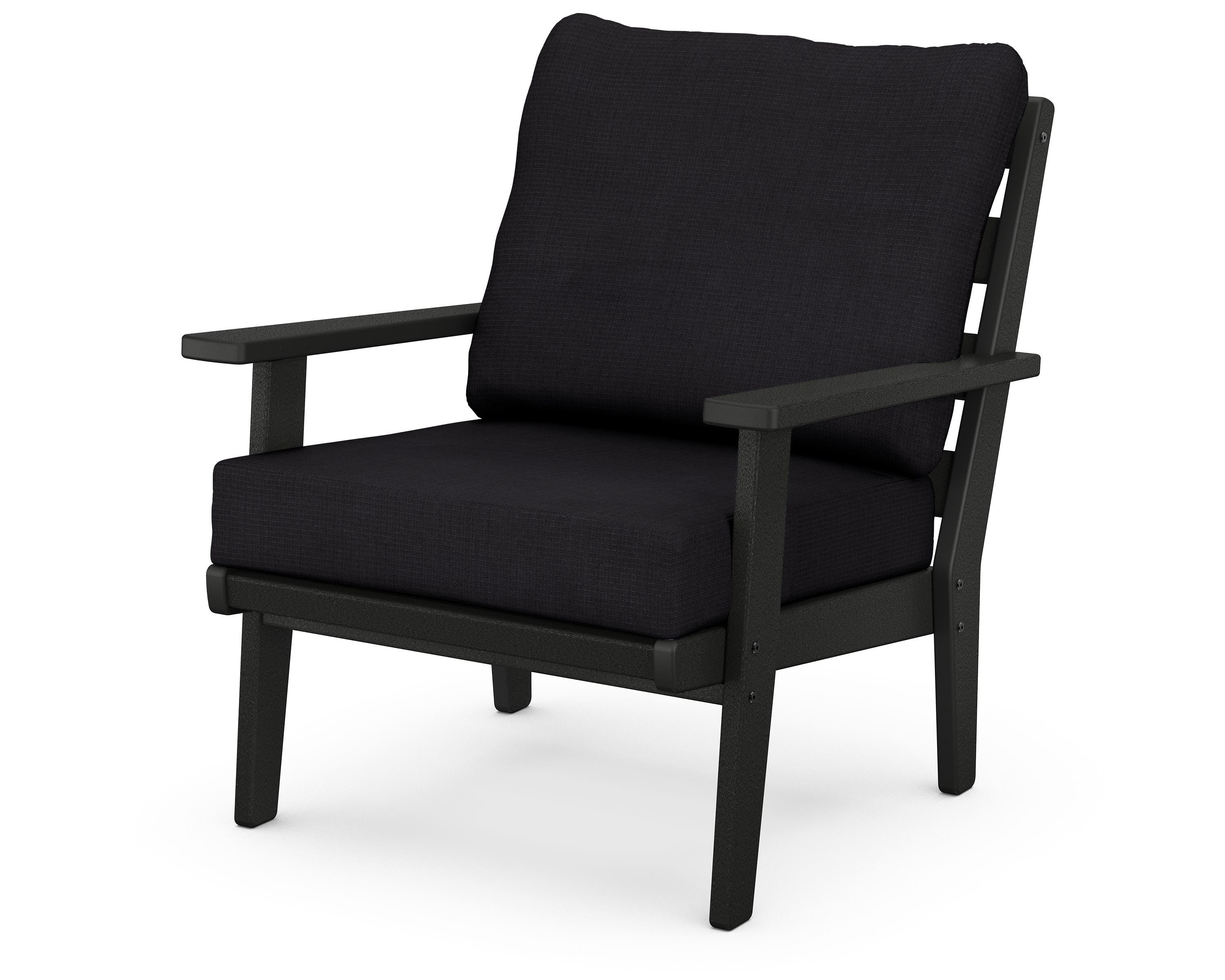 POLYWOOD® Grant Park Deep Seating Chair in Black / Midnight Linen