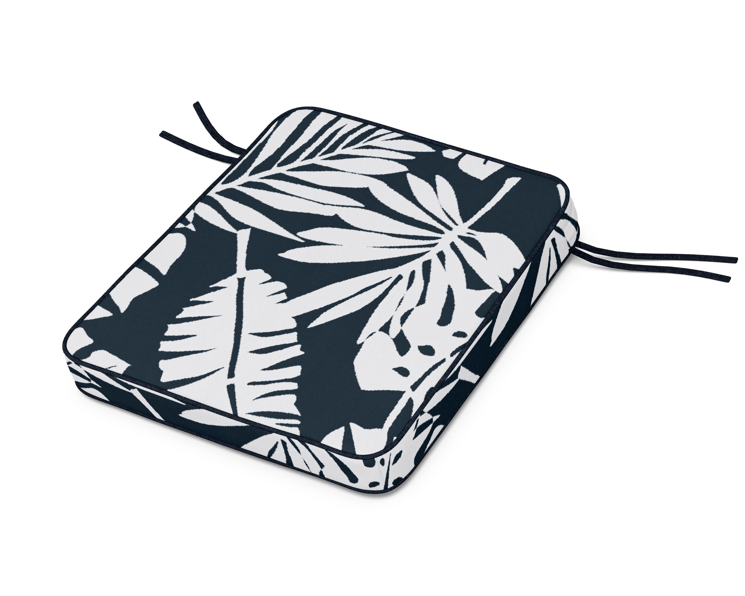 Martha Stewart by POLYWOOD® Chinoiserie Rocker Seat Cushion in Leaf Marine Indigo