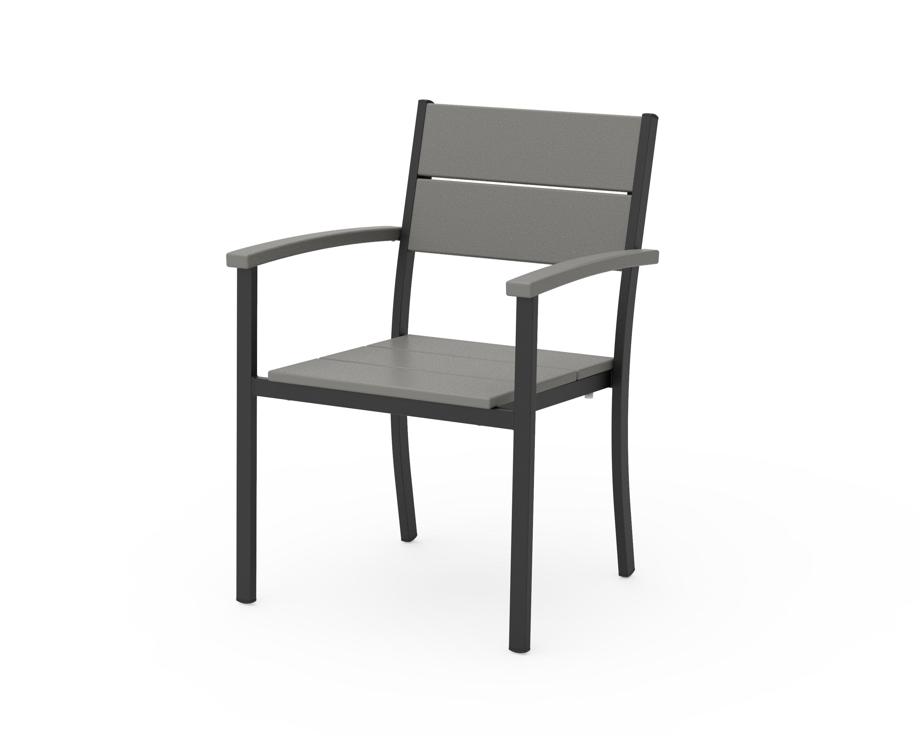 POLYWOOD® Main Street Stacking Dining Arm Chair in Black / Slate Grey