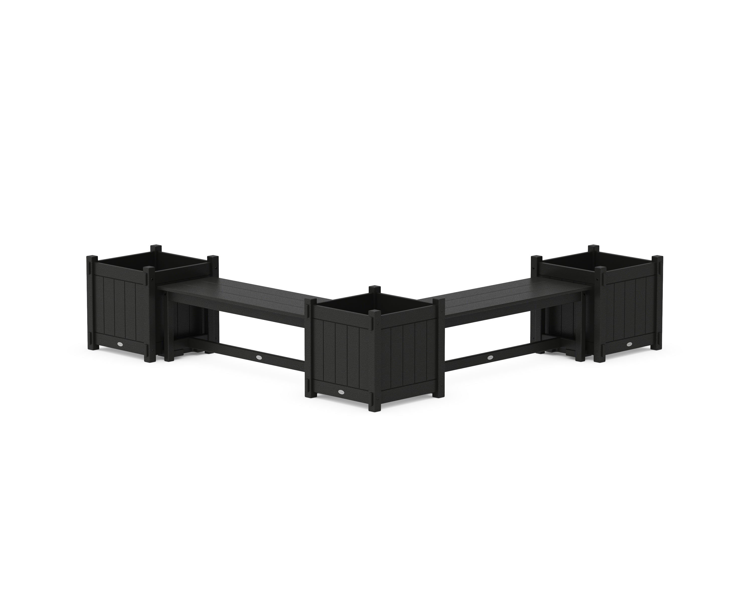 POLYWOOD® 48" Vineyard L- Shaped Planter Bench Corner Set - Large in Black