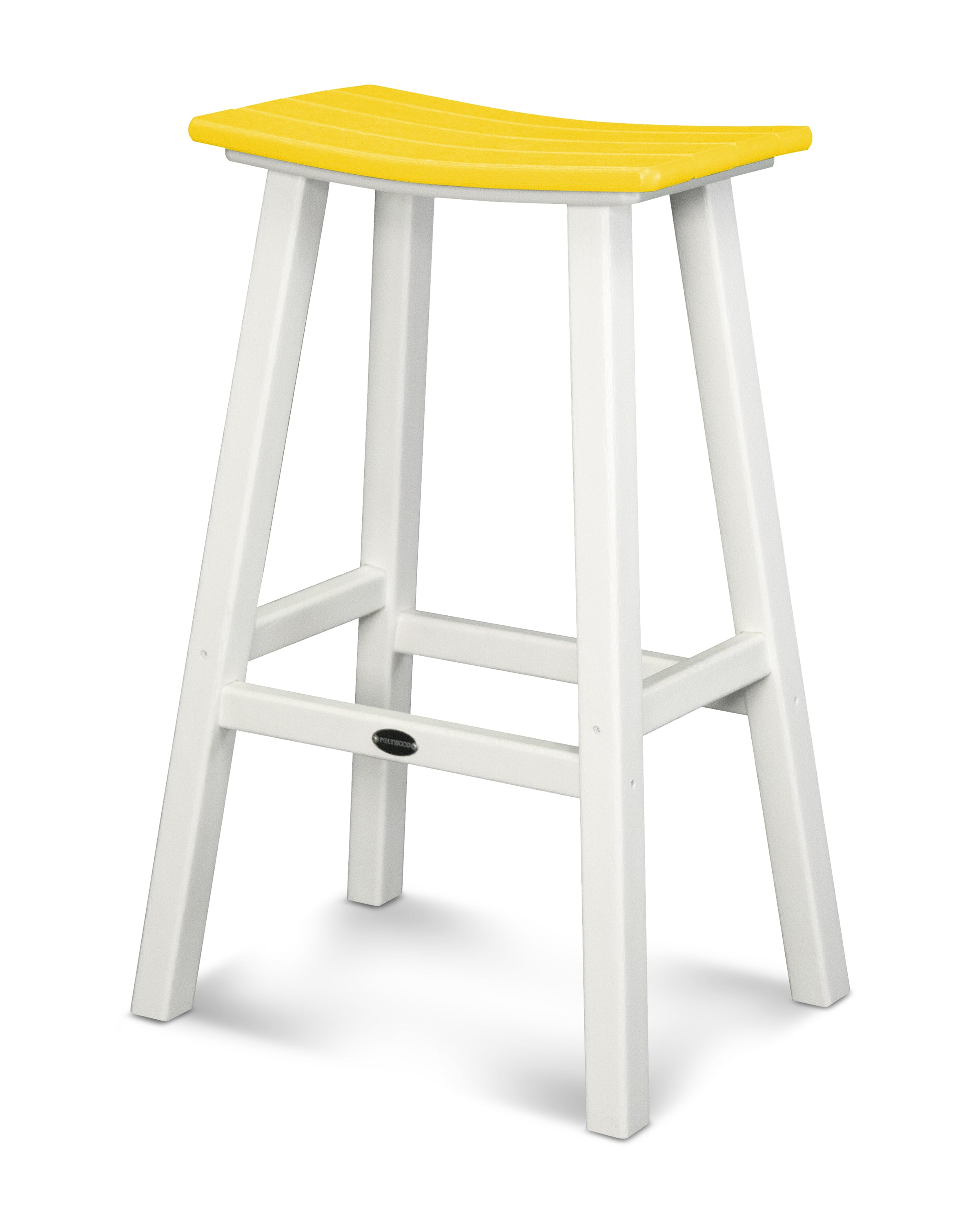 POLYWOOD® Contempo 30" Saddle Bar Stool in White / Lemon