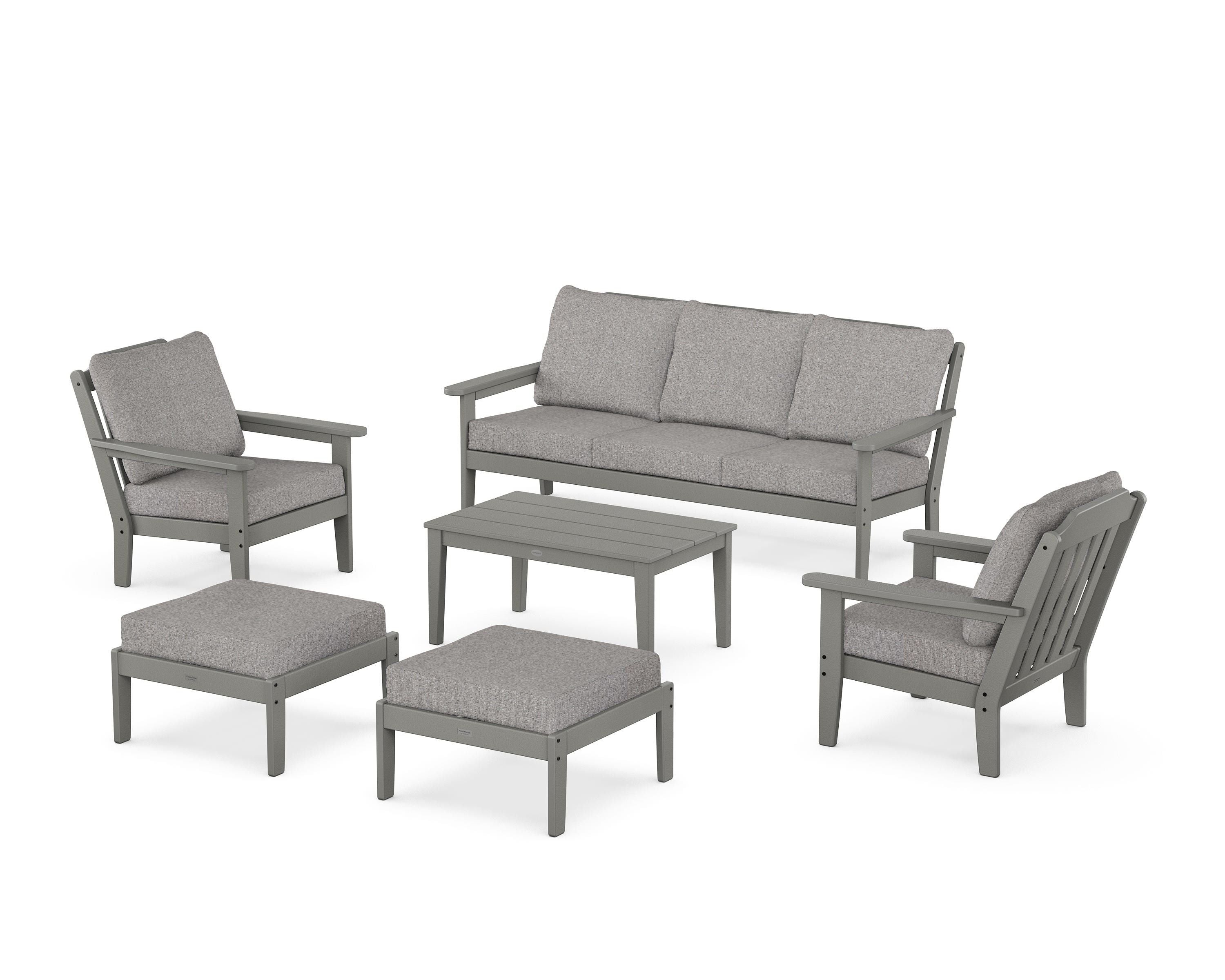Country Living Cottage 6-Piece Lounge Sofa Set in Slate Grey / Grey Mist