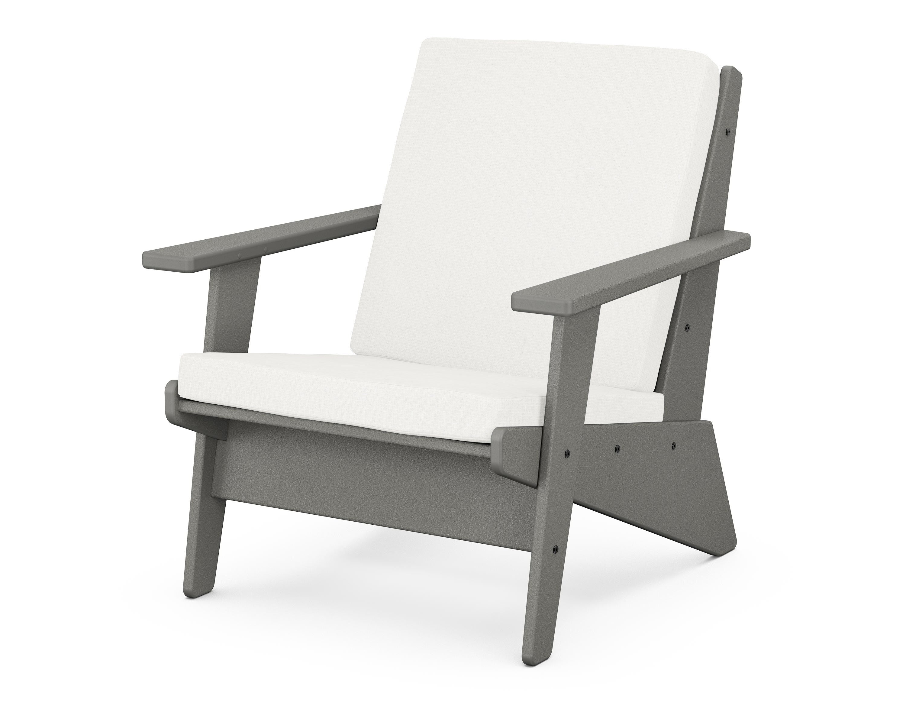 POLYWOOD® Riviera Modern Lounge Chair in Slate Grey / Natural Linen