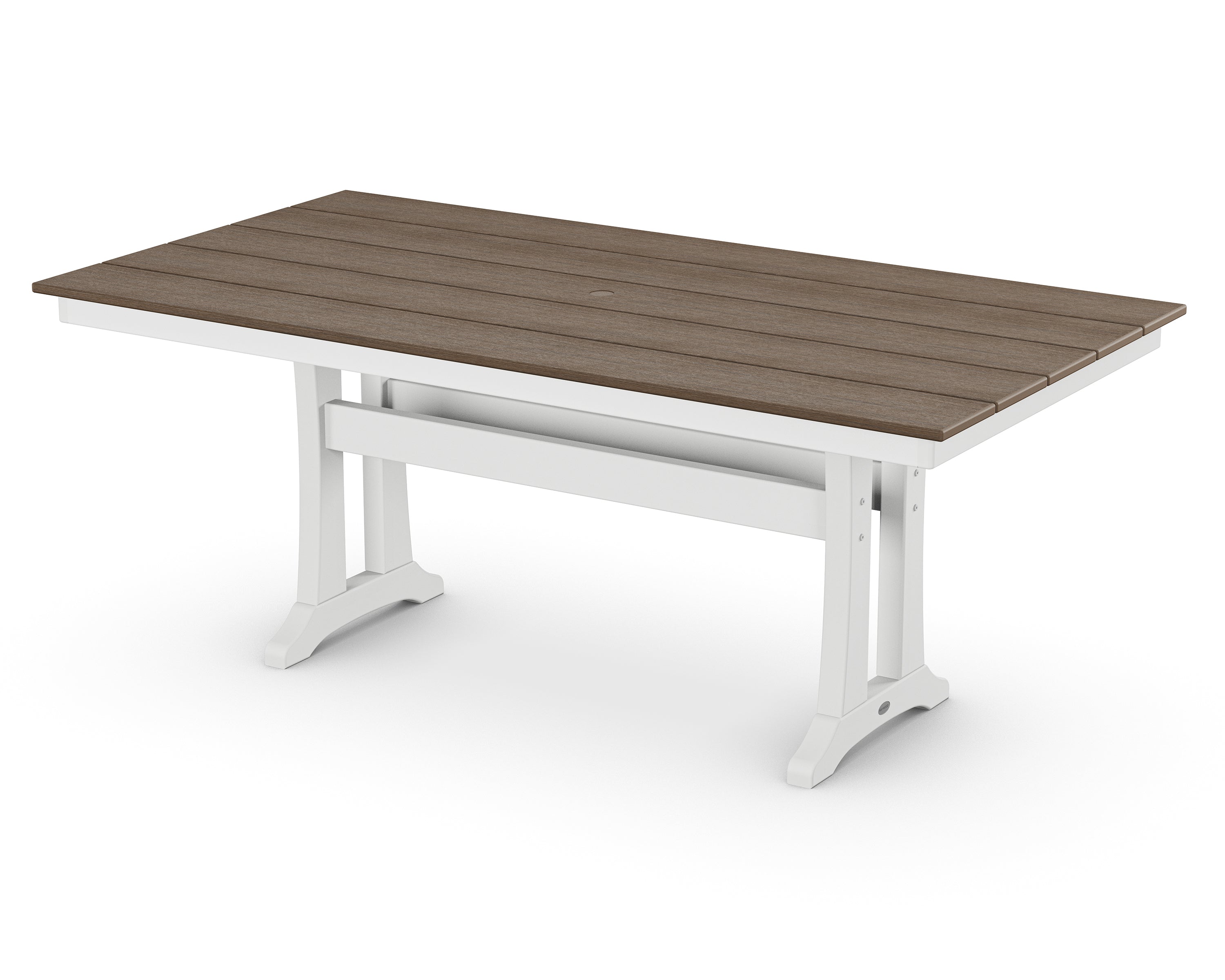 POLYWOOD® Farmhouse Trestle 37" x 72" Dining Table in White / Kona