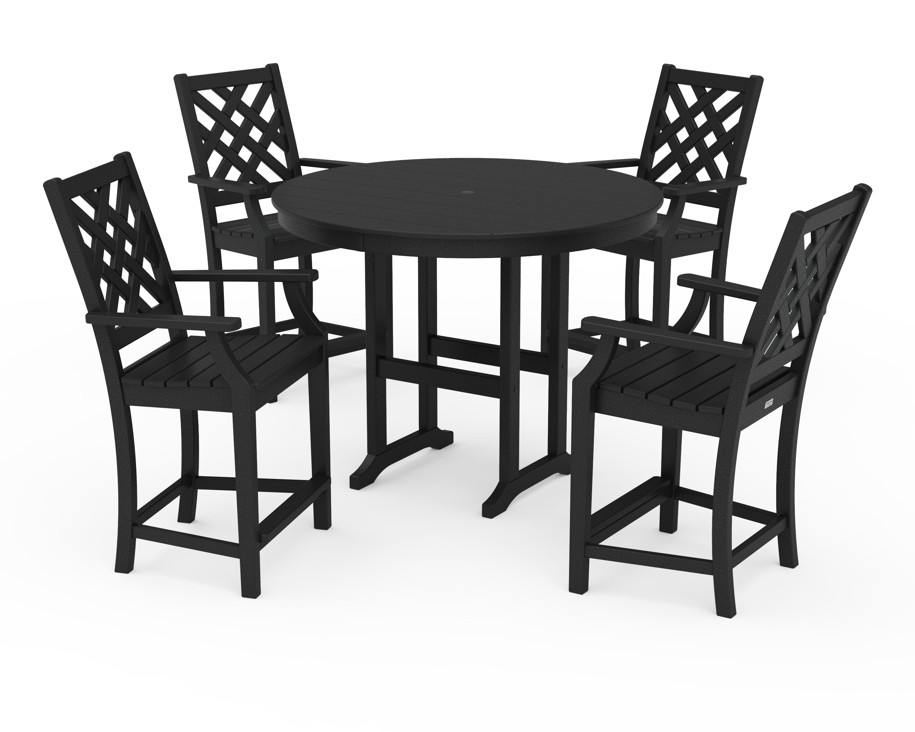 Country Living Wovendale 5-Piece Round Farmhouse Counter Set in Black