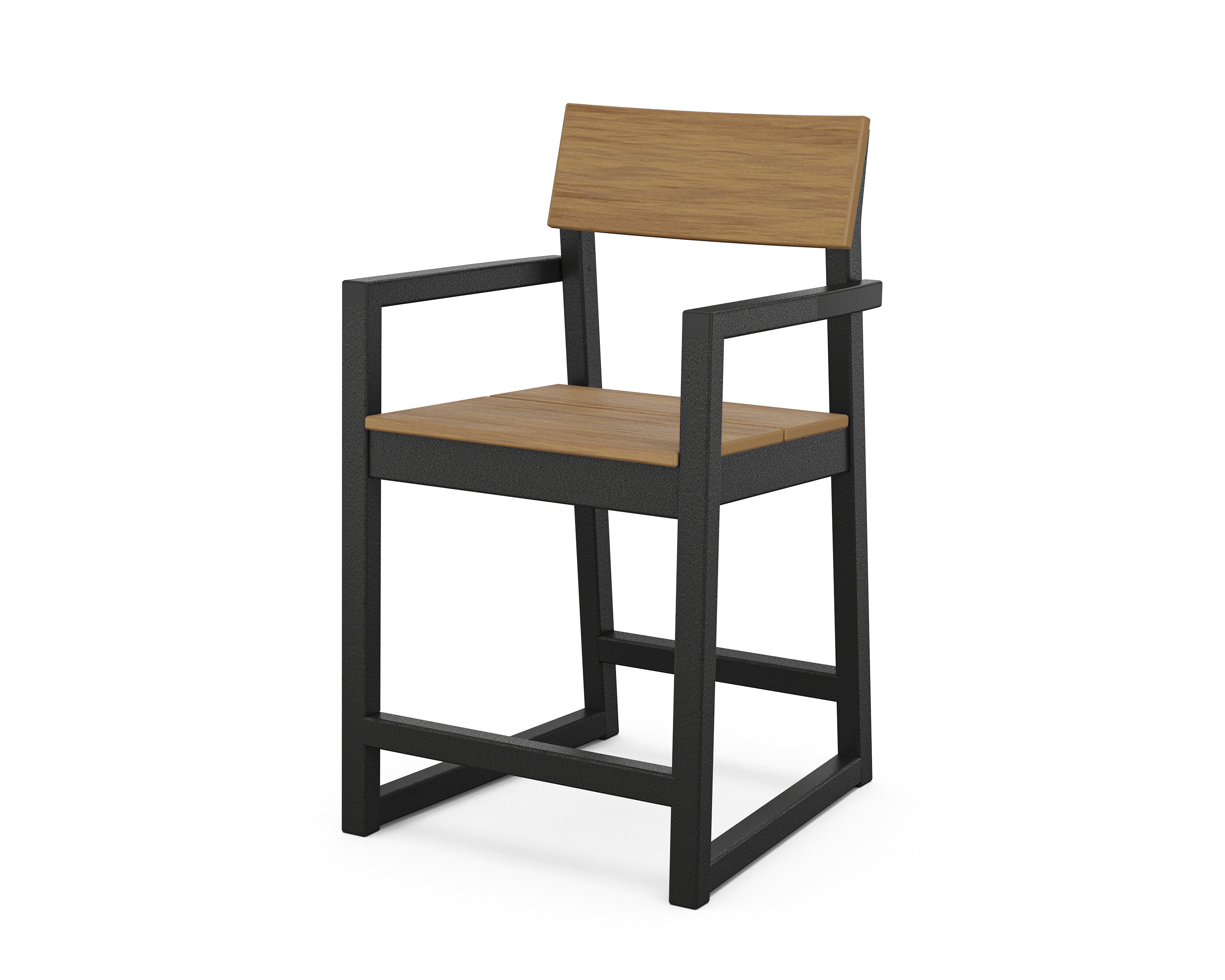 POLYWOOD® EDGE Counter Arm Chair in Black / Natural