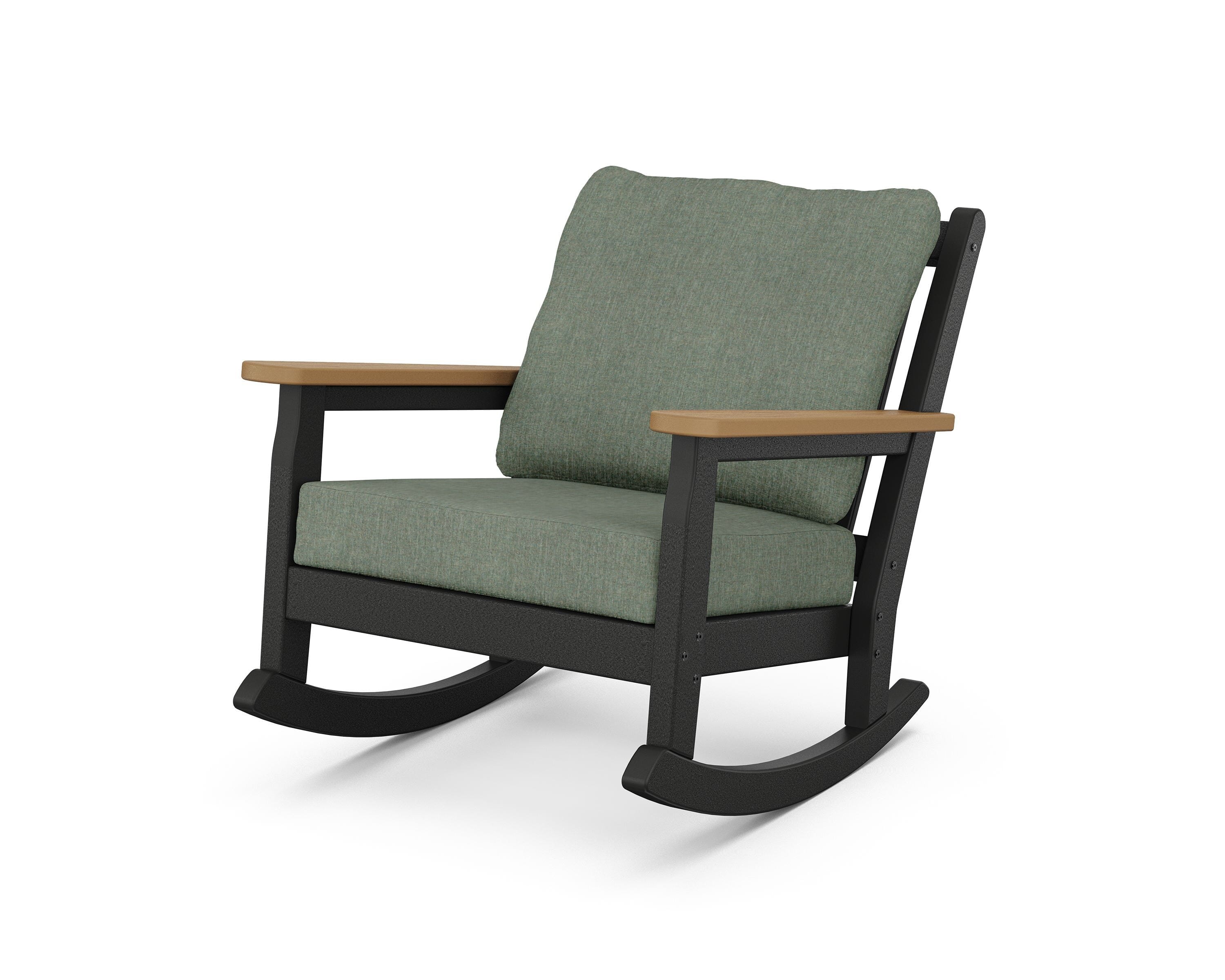 POLYWOOD® Chippendale Deep Seating Rocking Chair in Black / Natural / Cast Sage