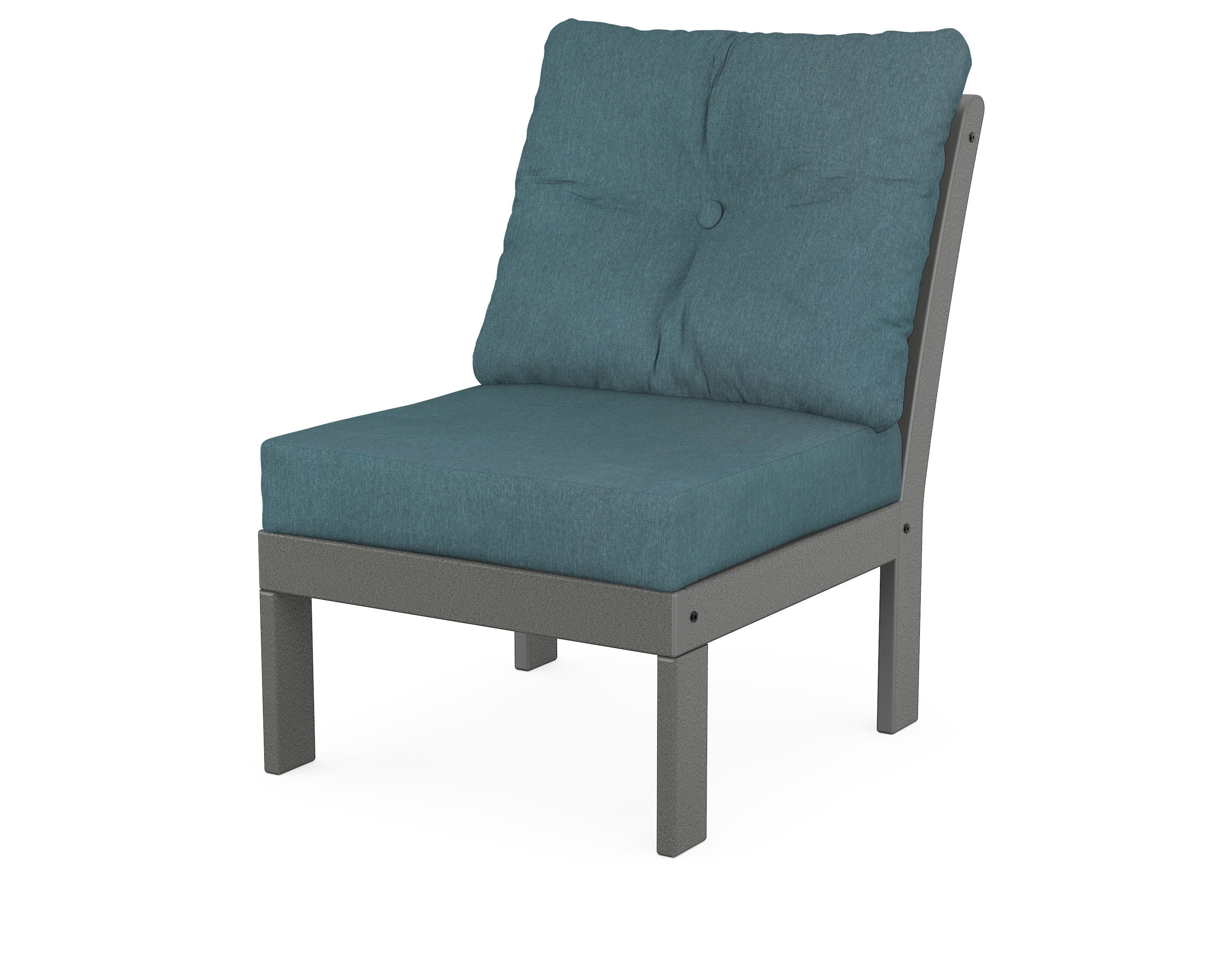 POLYWOOD® Vineyard Modular Armless Chair in Slate Grey / Ocean Teal