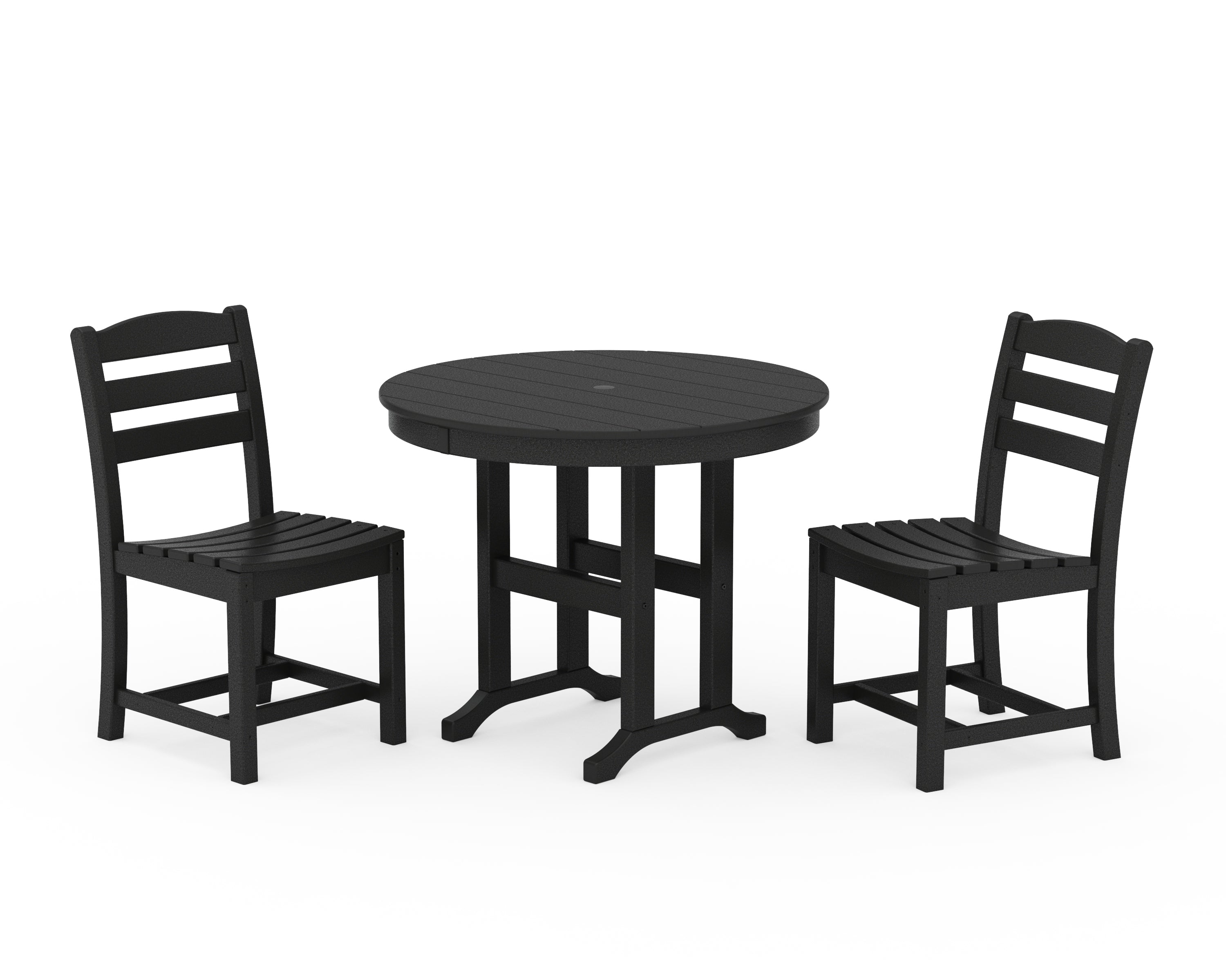 POLYWOOD® La Casa Café Side Chair 3-Piece Round Dining Set in Black