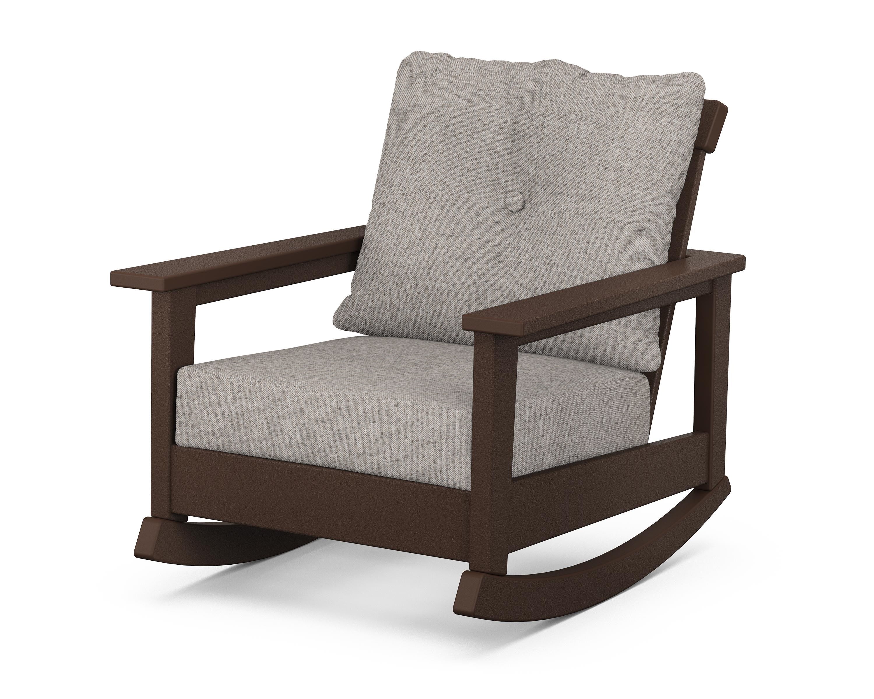 POLYWOOD® Prescott Deep Seating Rocking Chair in Mahogany / Weathered Tweed