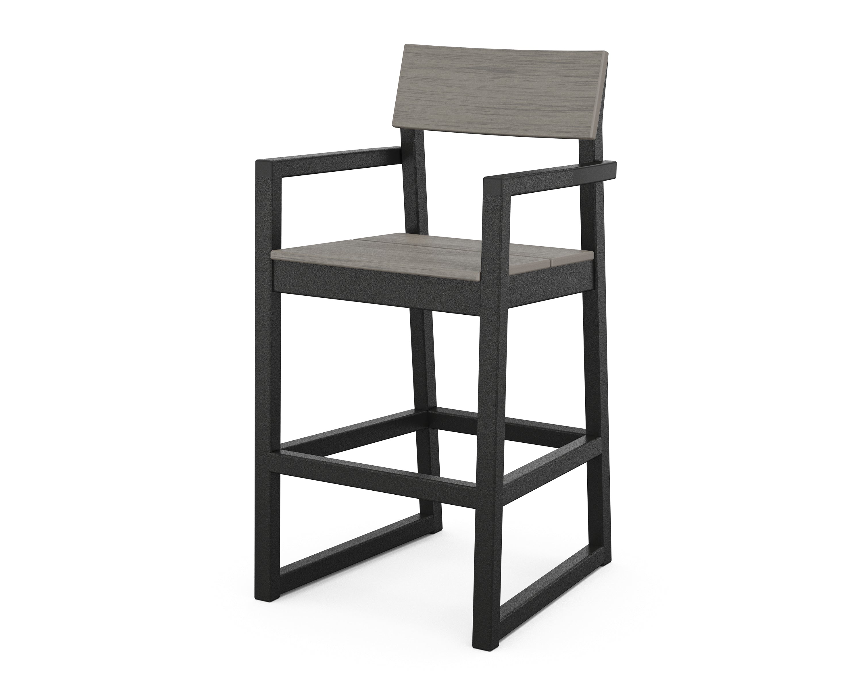 POLYWOOD® EDGE Bar Arm Chair in Black / Driftwood