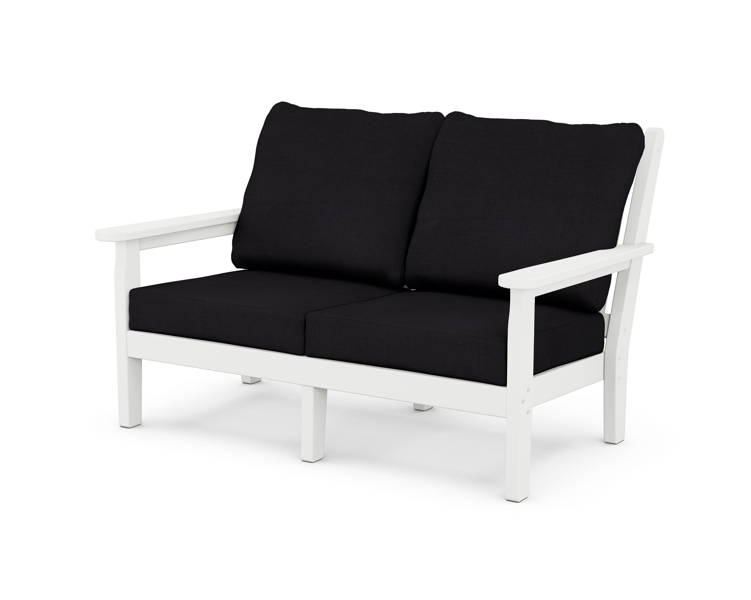 POLYWOOD® Chippendale Deep Seating Loveseat in White / Midnight Linen