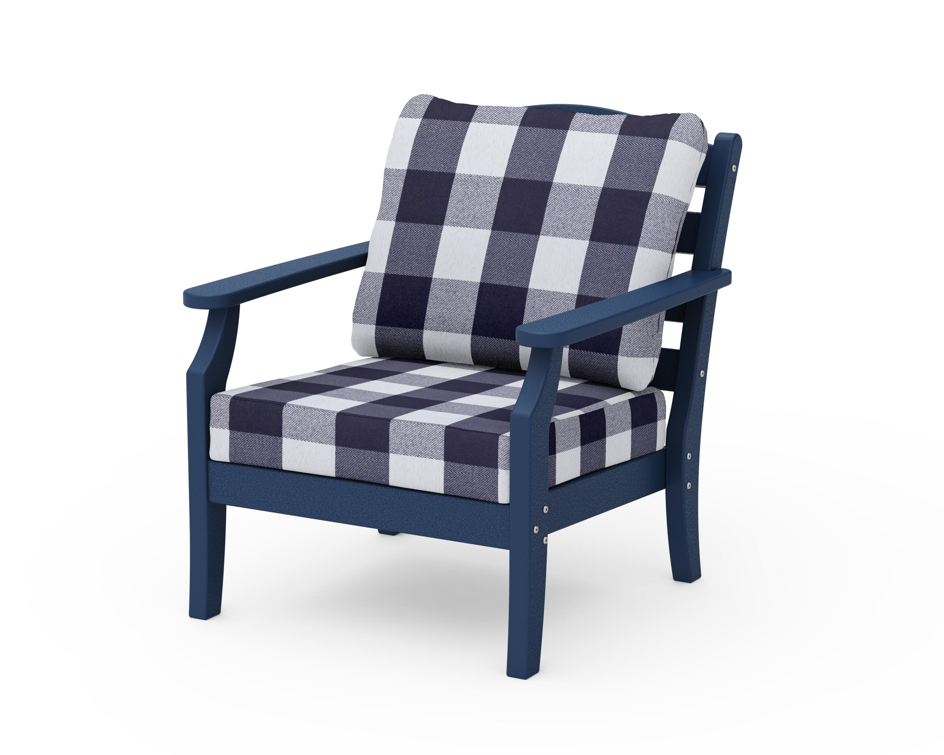Draper James™ by POLYWOOD® Savannah Deep Seating Chair in Navy / Buffalo Plaid Navy